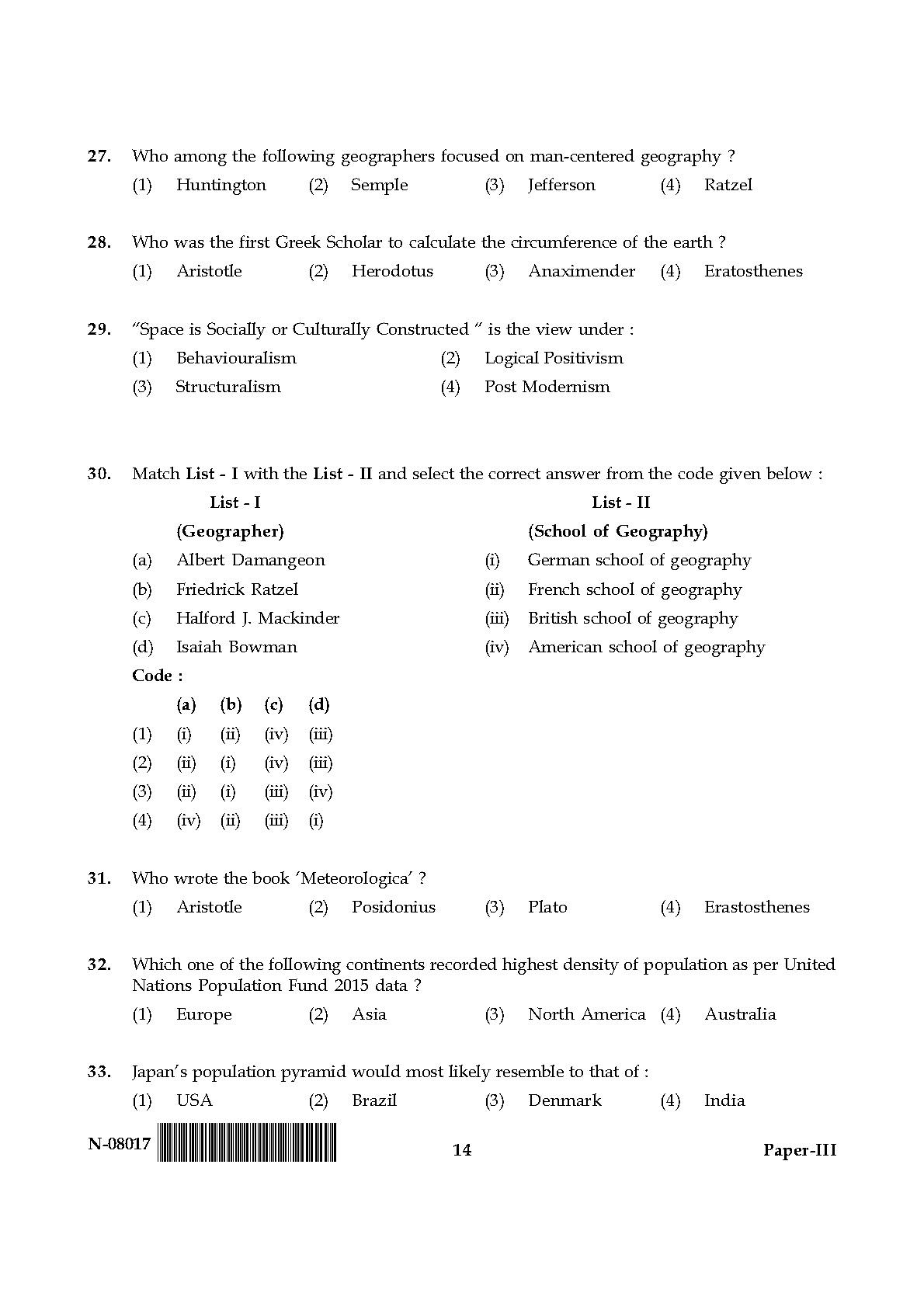 Geography Paper III November 2017 in English 8