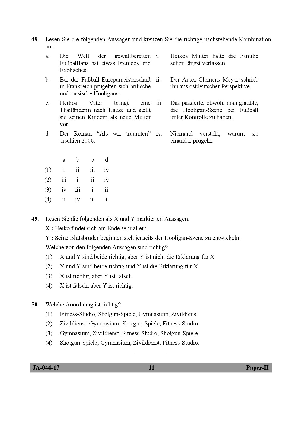 German Question Paper II January 2017 11