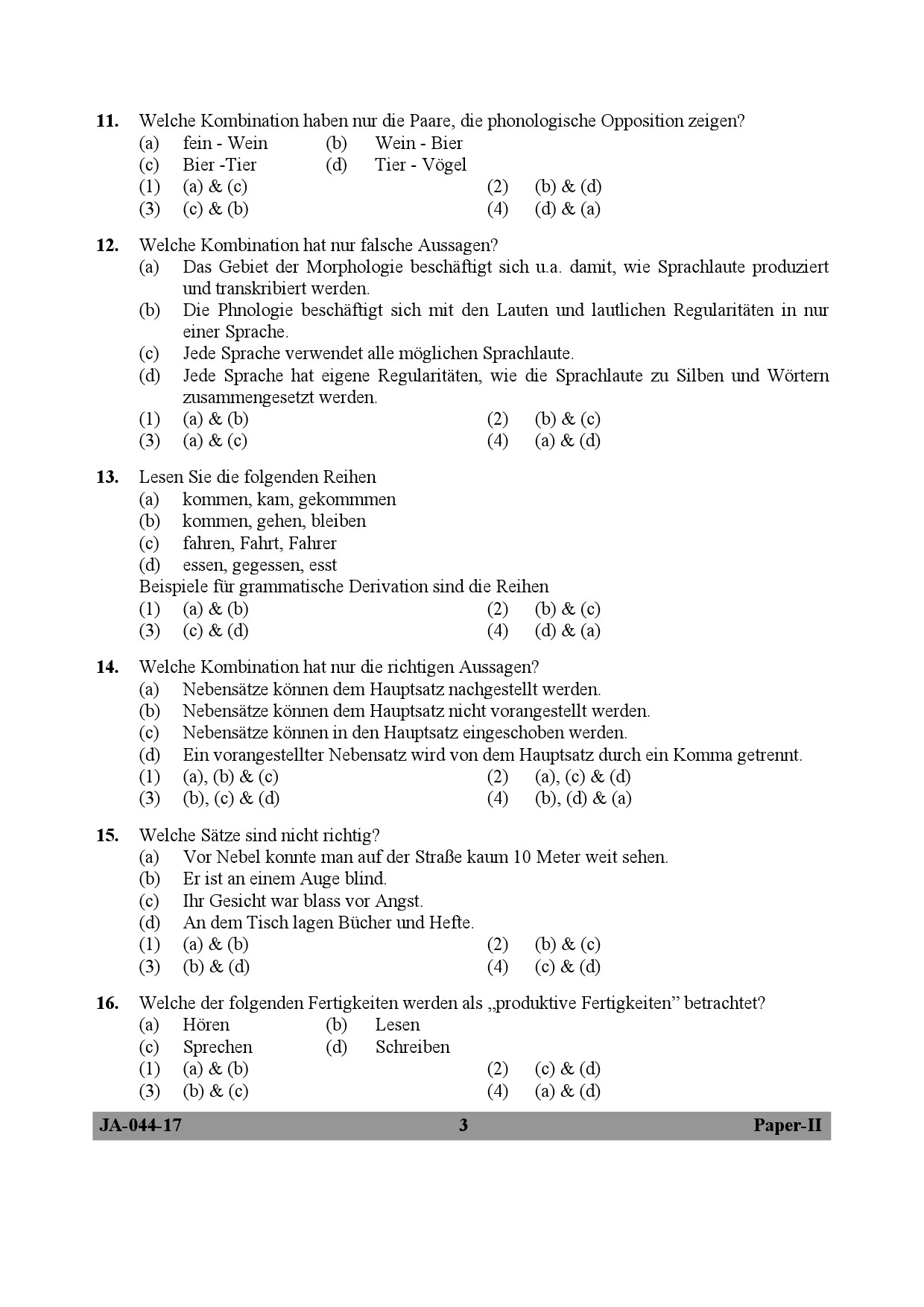 German Question Paper II January 2017 3