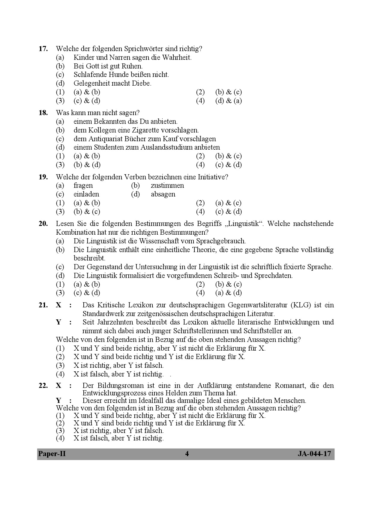 German Question Paper II January 2017 4