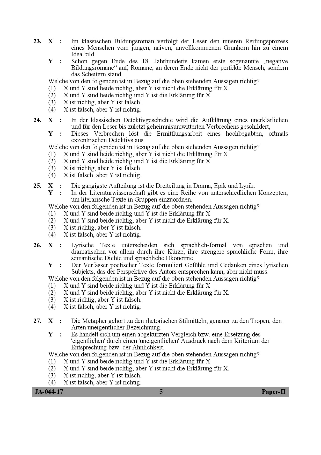 German Question Paper II January 2017 5