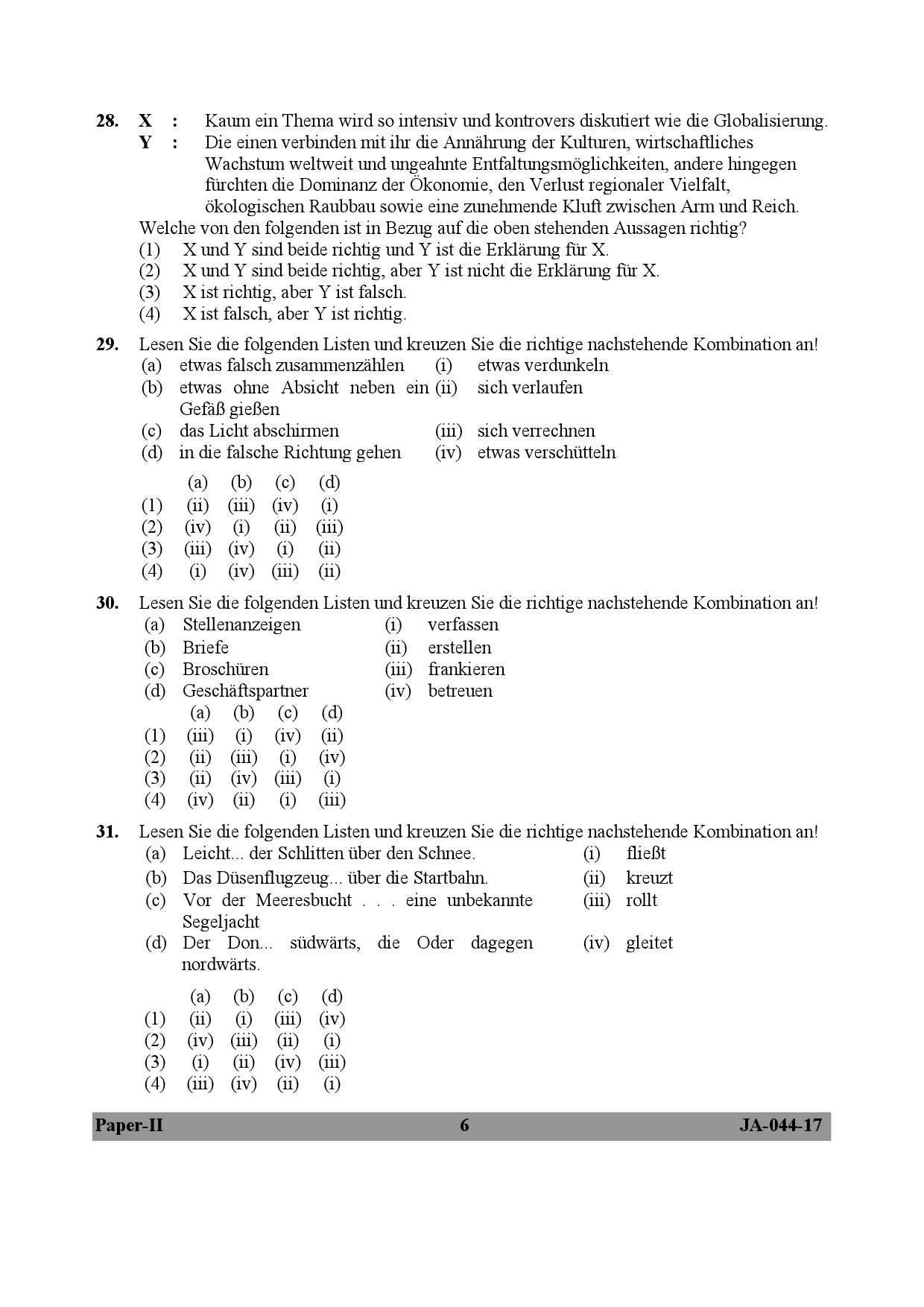 German Question Paper II January 2017 6