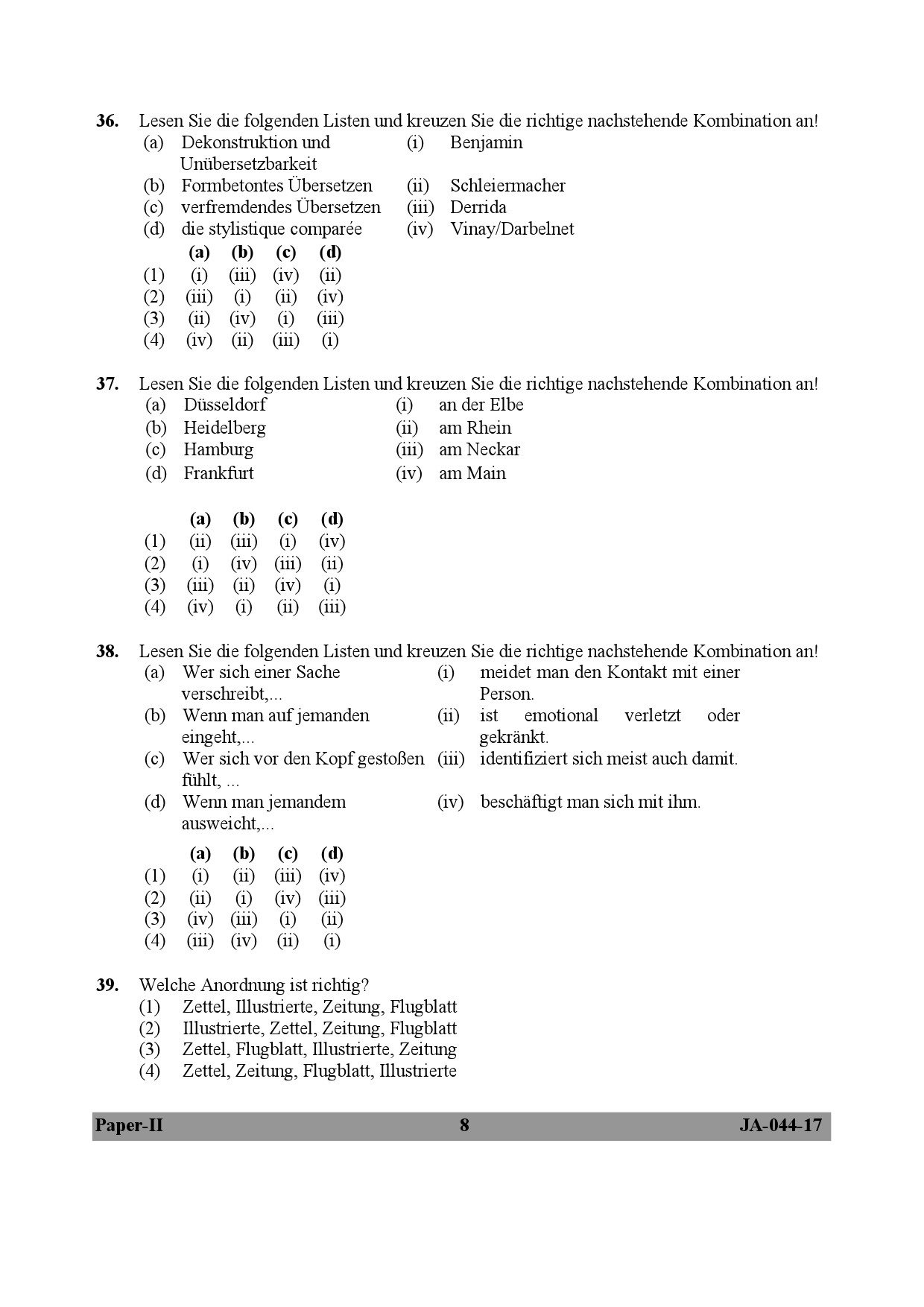 German Question Paper II January 2017 8