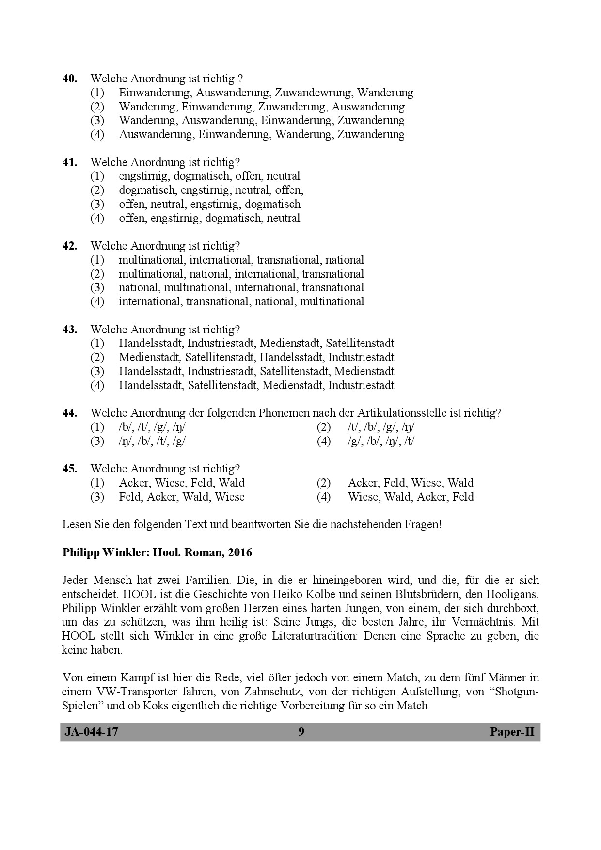 German Question Paper II January 2017 9