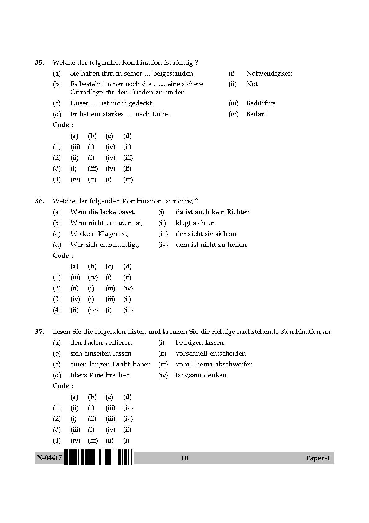 German Question Paper II November 2017 10