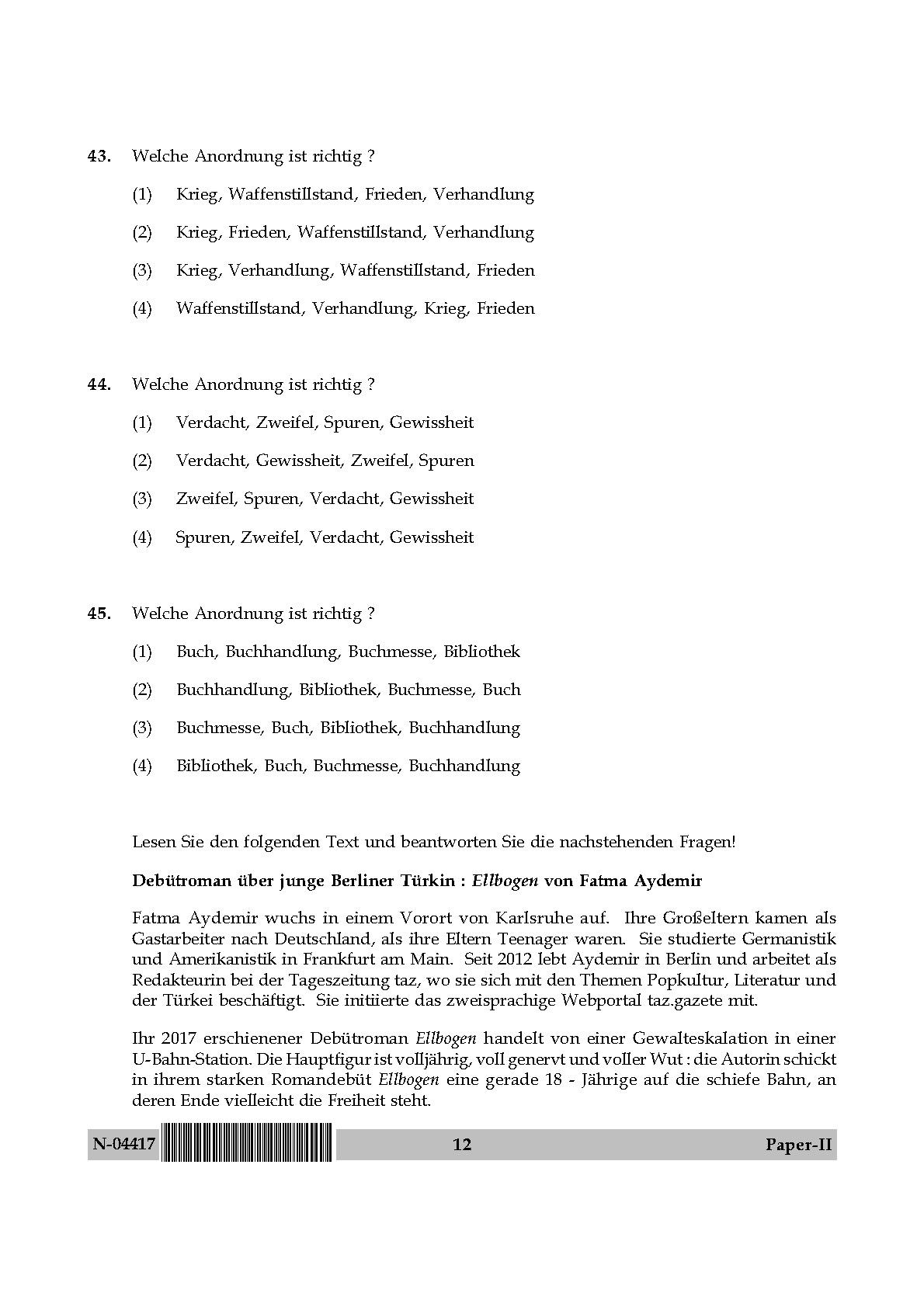 German Question Paper II November 2017 12