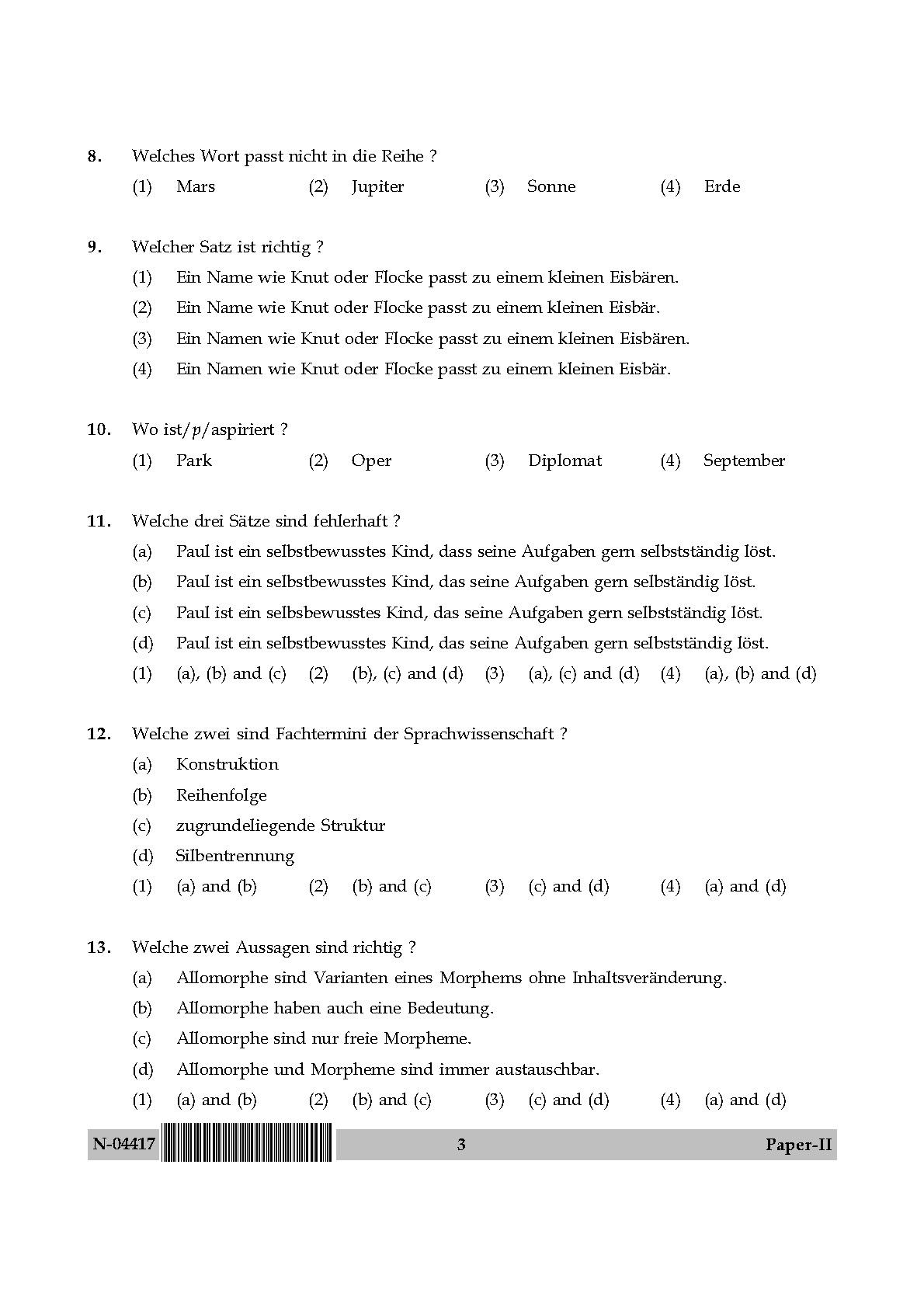 German Question Paper II November 2017 3