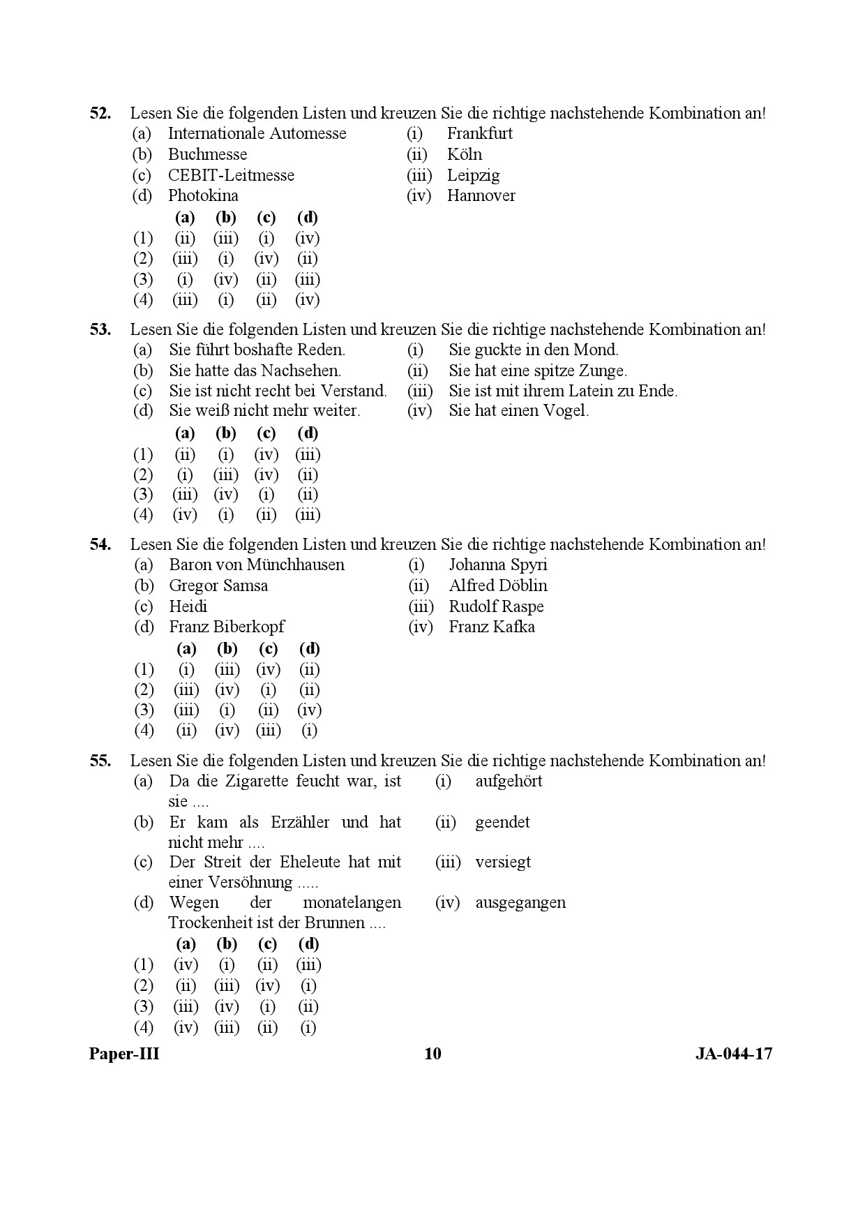 German Question Paper III January 2017 10