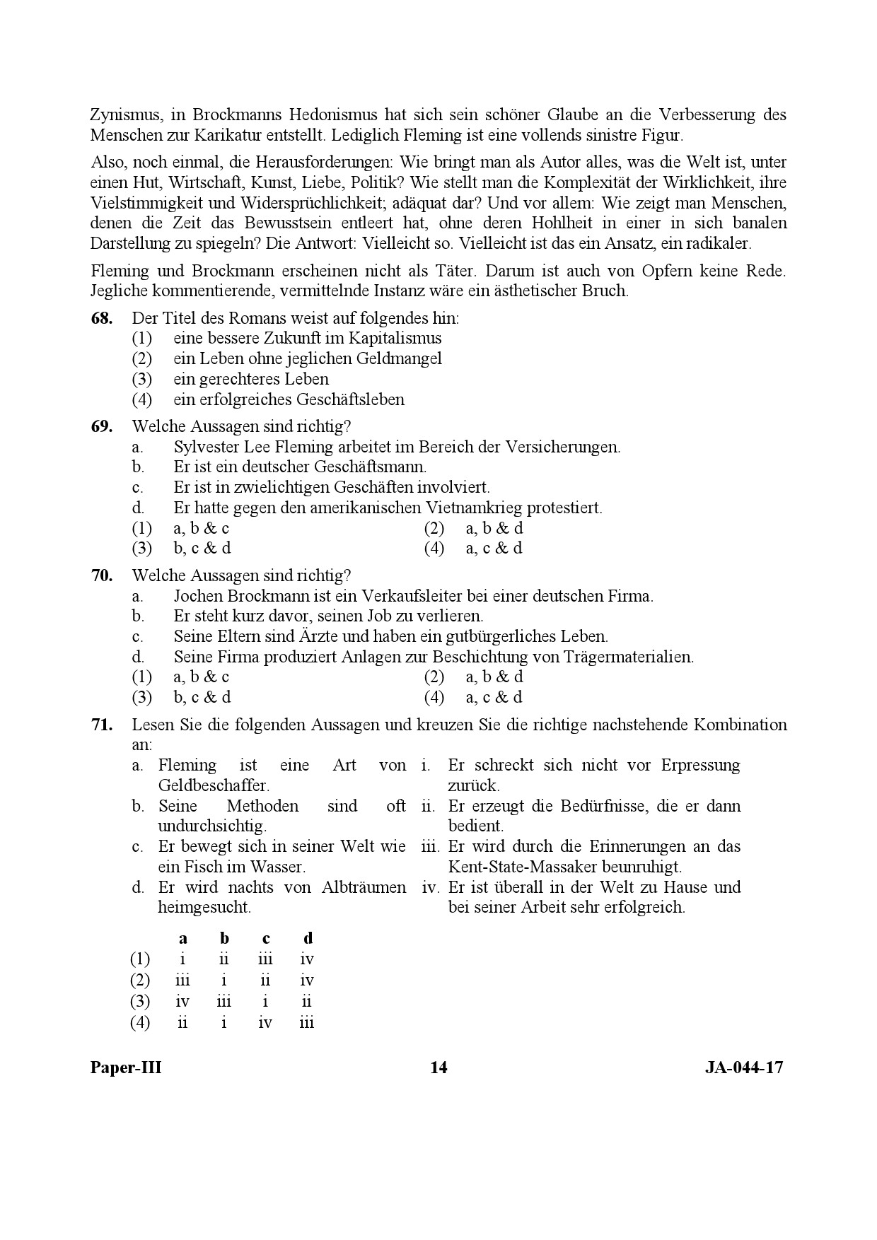 German Question Paper III January 2017 14