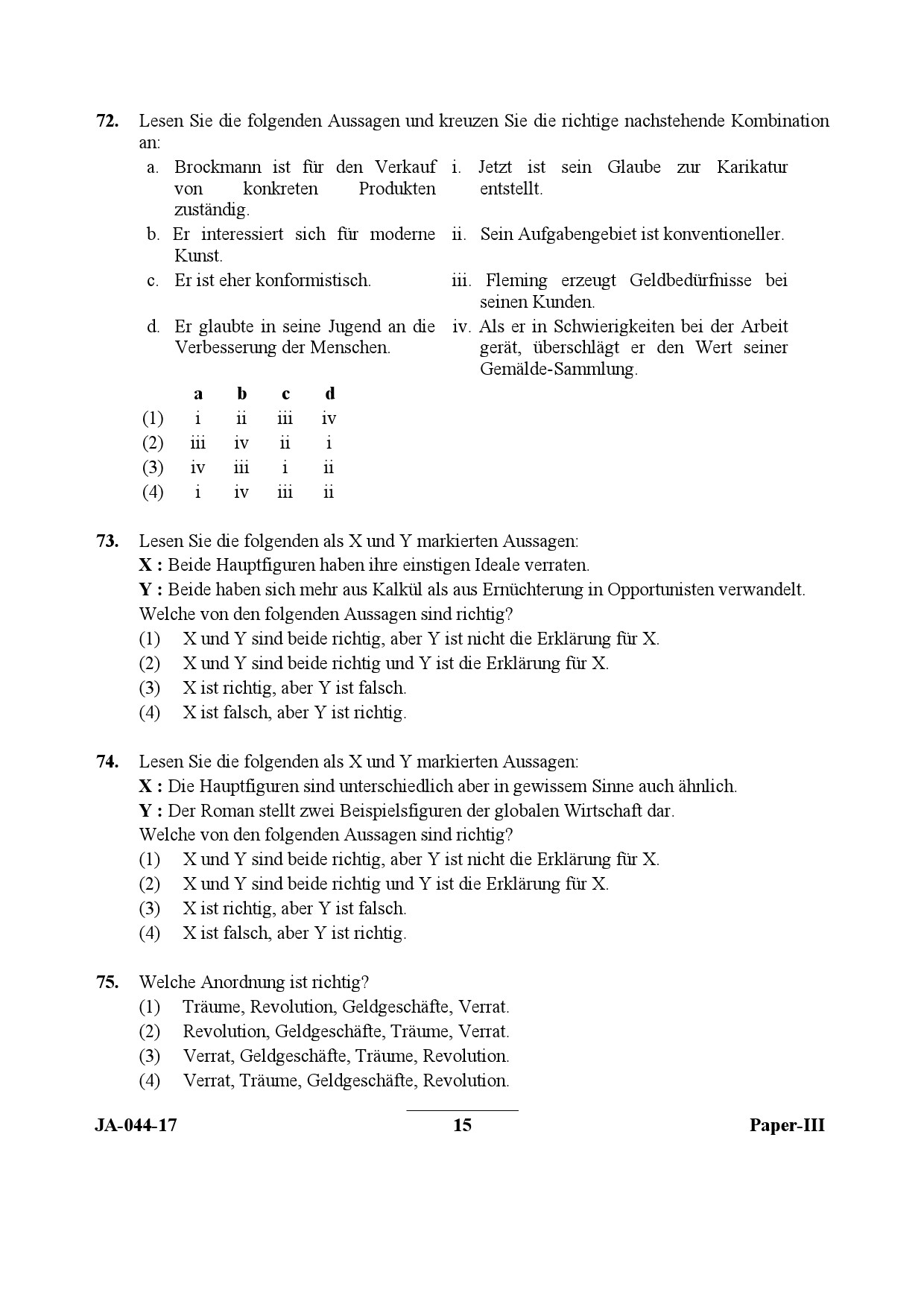 German Question Paper III January 2017 15