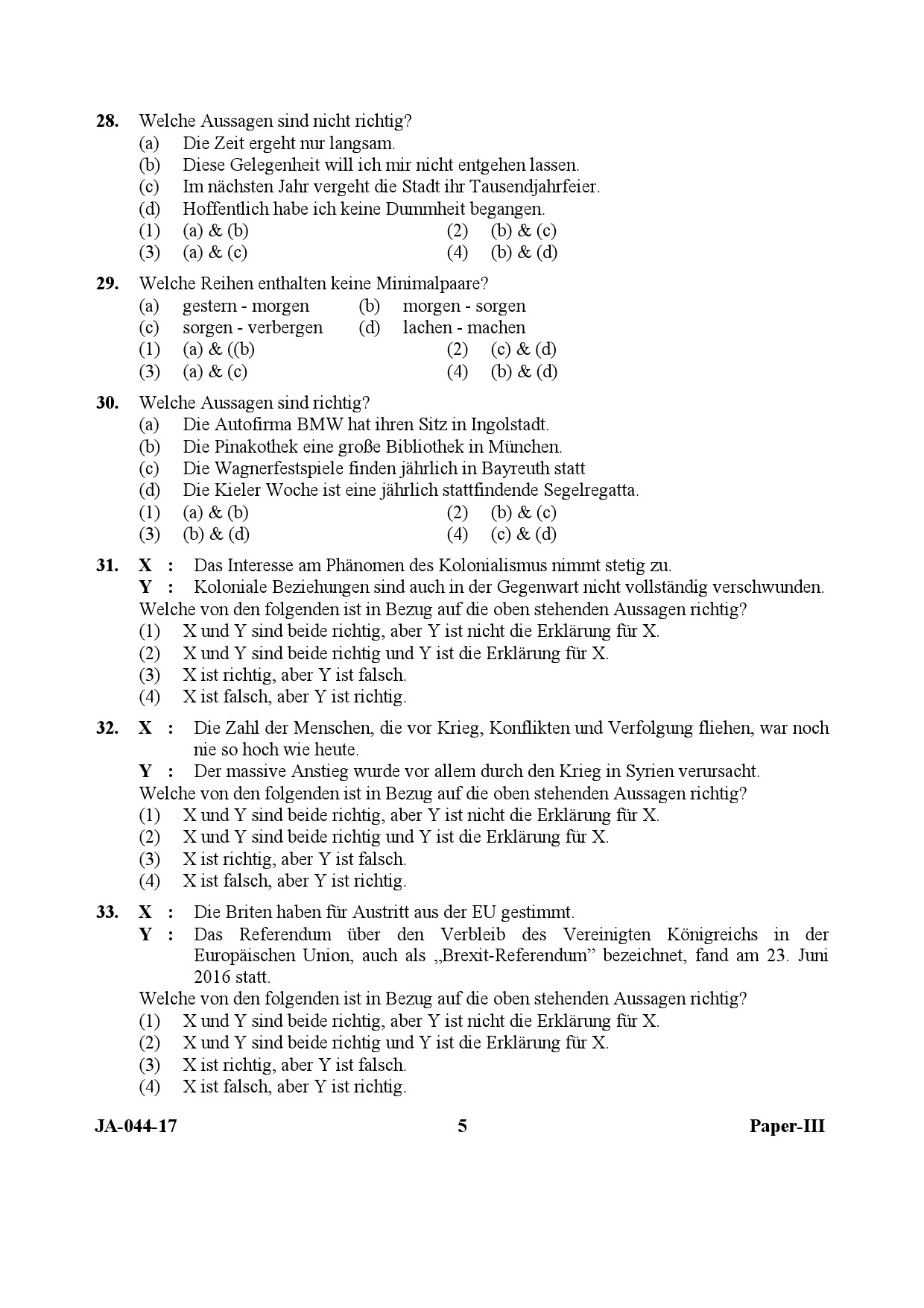 German Question Paper III January 2017 5