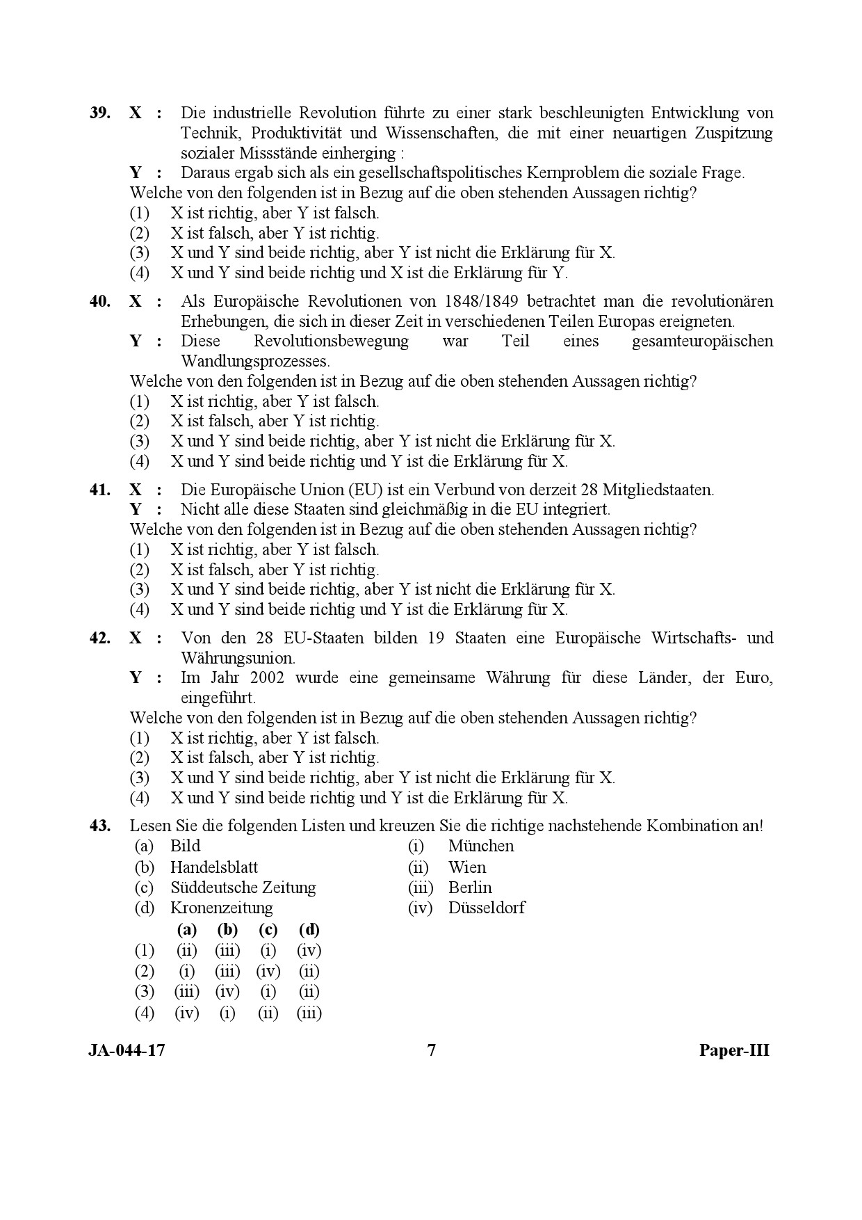 German Question Paper III January 2017 7