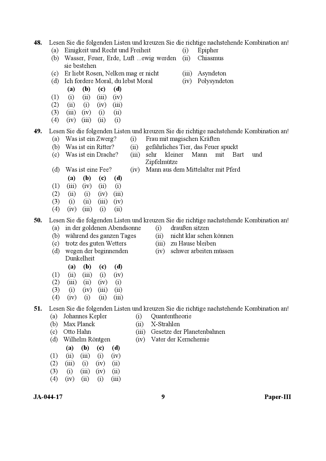 German Question Paper III January 2017 9