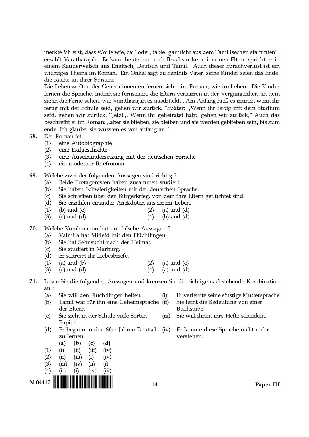 German Question Paper III November 2017 14