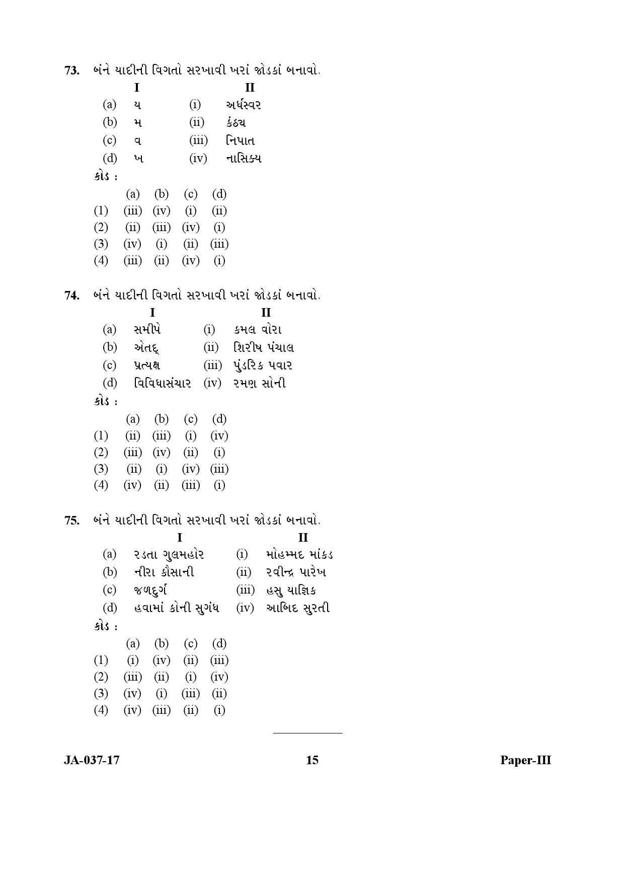 Gujarati Question Paper III January 2017 15