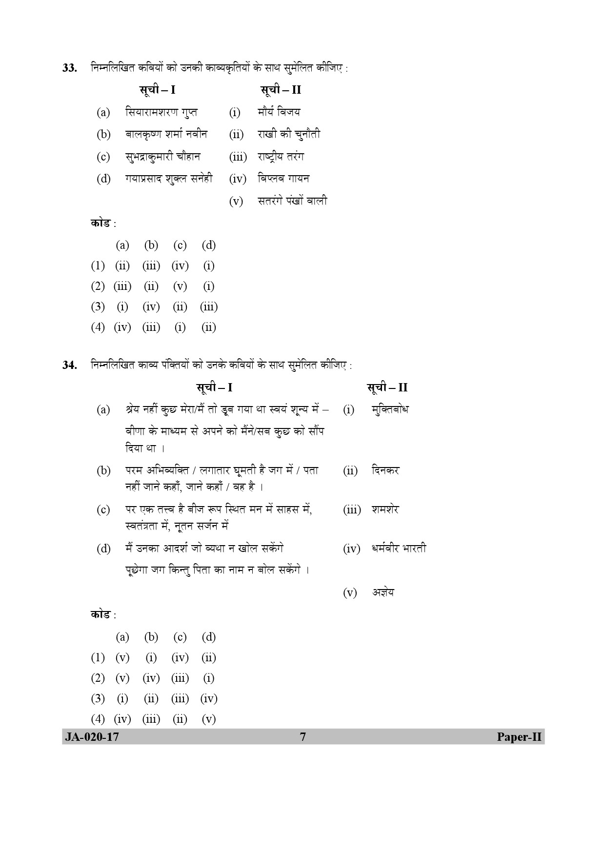 Hindi Question Paper II January 2017 7