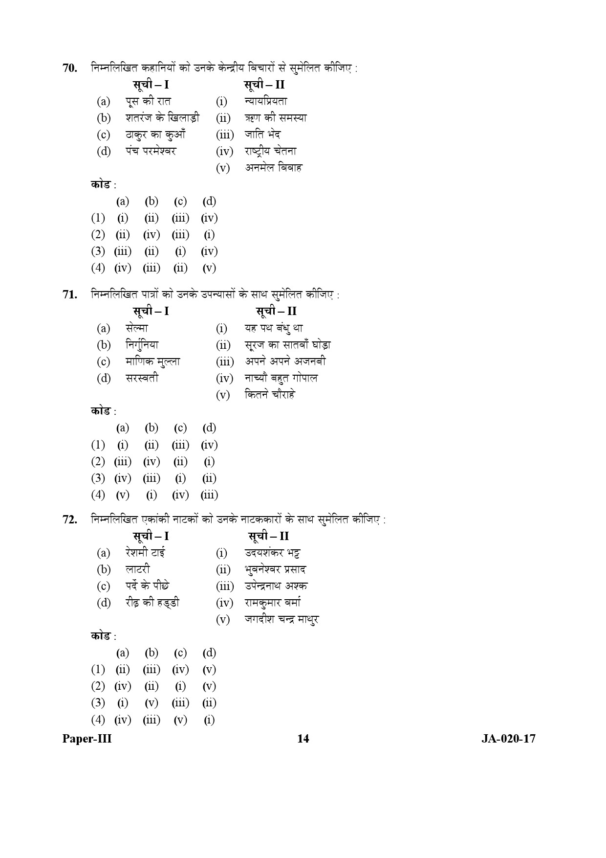 Hindi Question Paper III January 2017 14