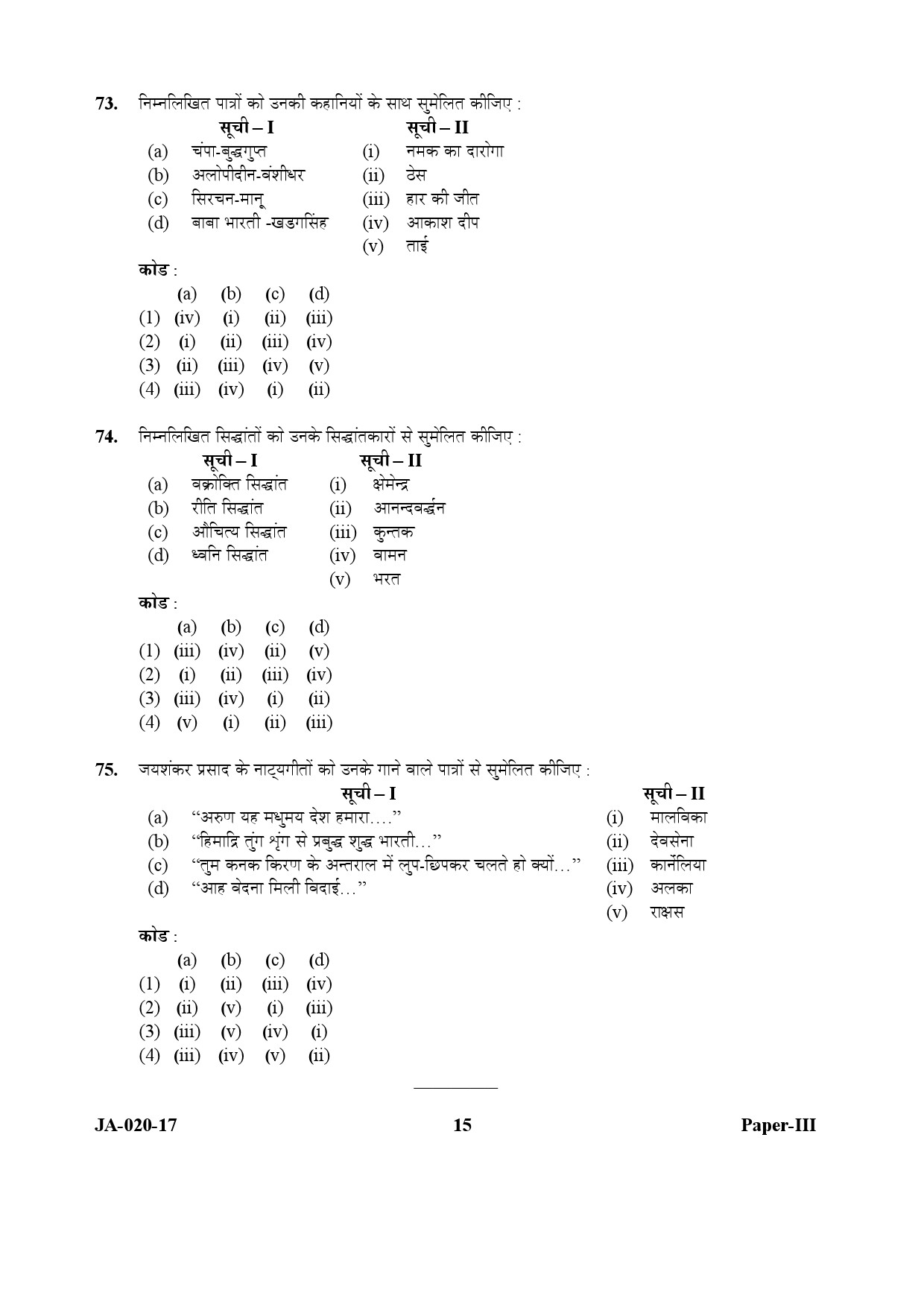 Hindi Question Paper III January 2017 15