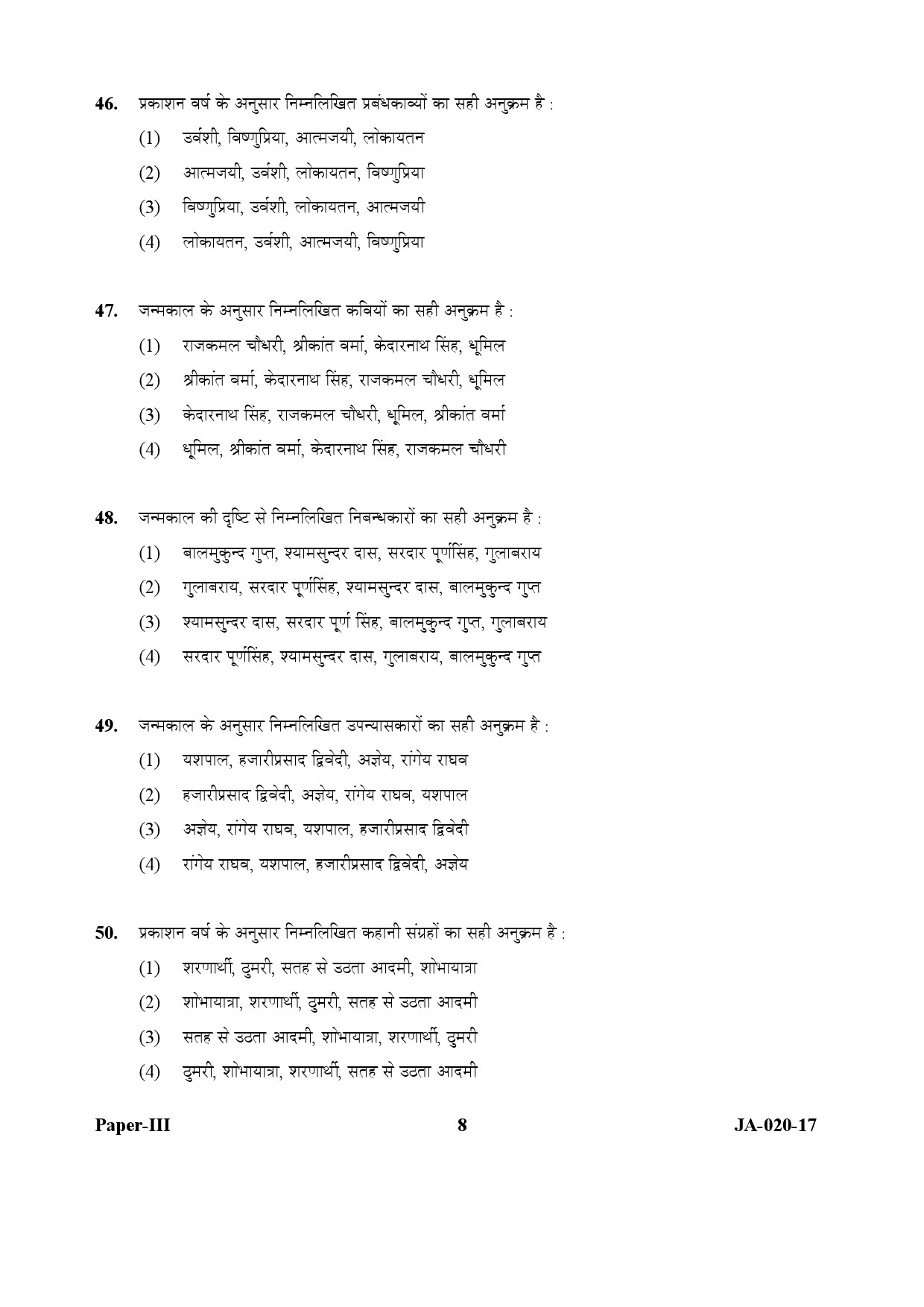 Hindi Question Paper III January 2017 8