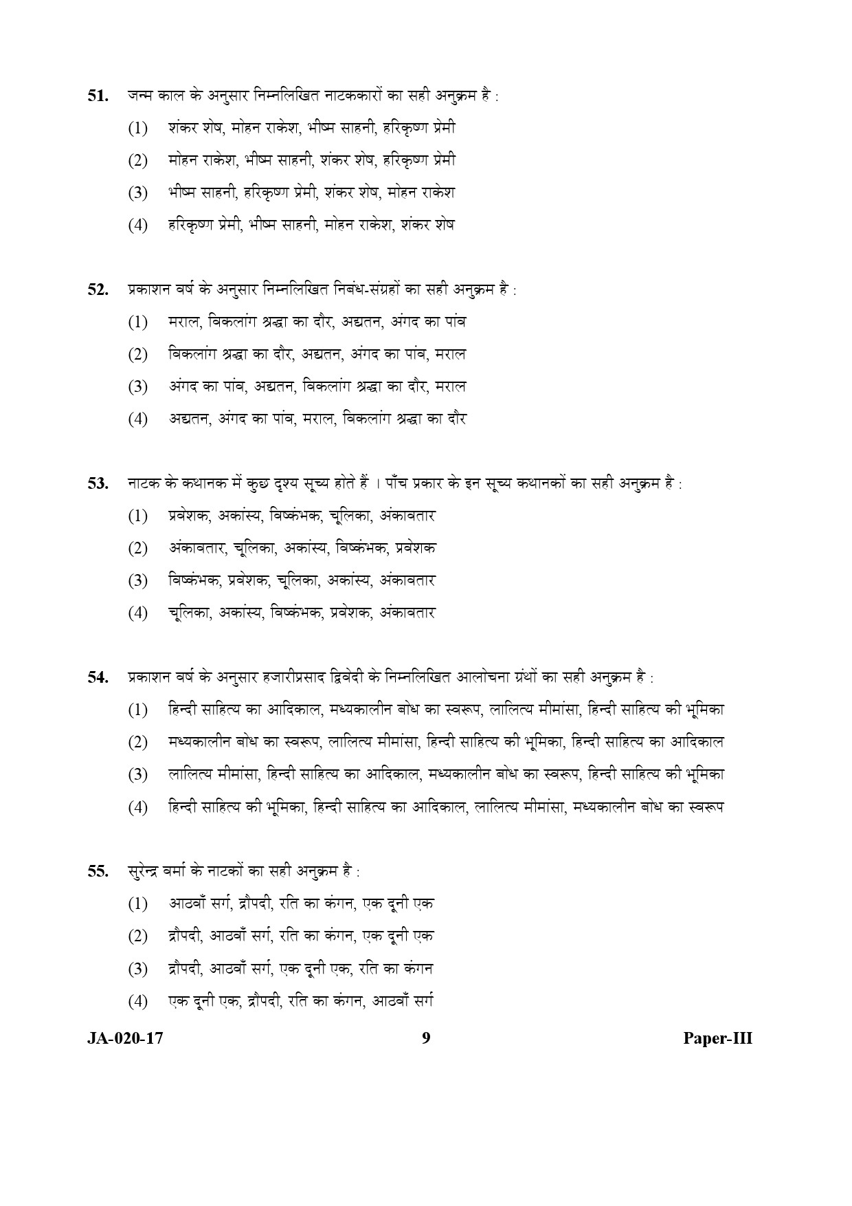 Hindi Question Paper III January 2017 9