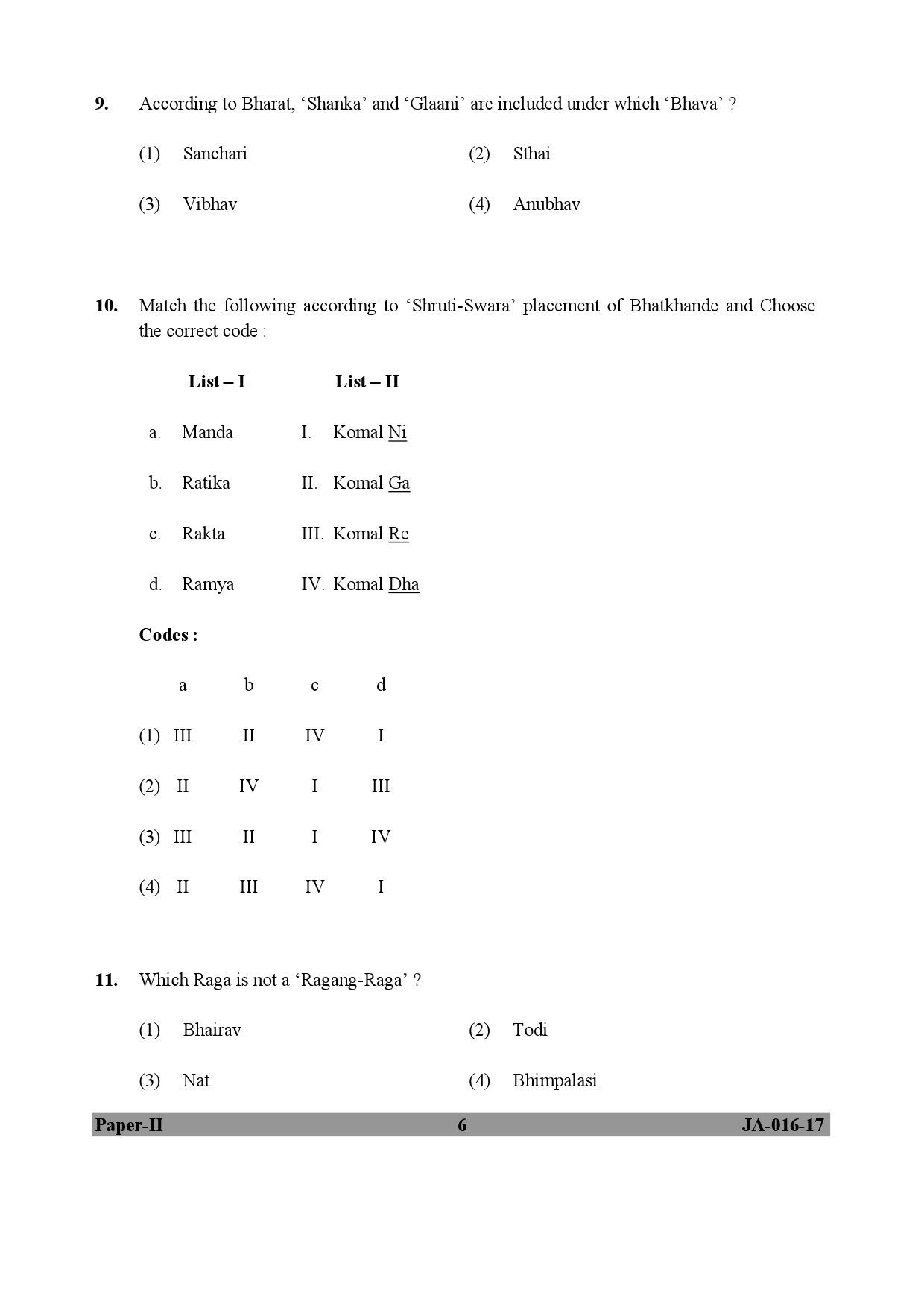 Hindustani Music Paper II January 2017 in English 4