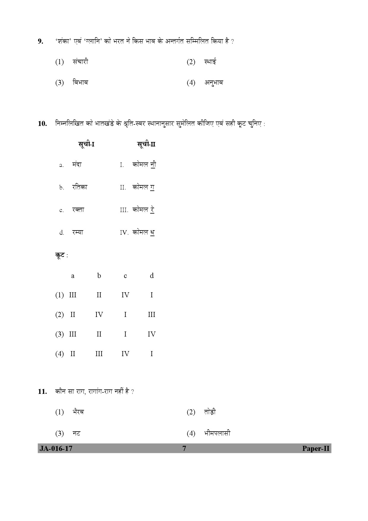 Hindustani Music Paper II January 2017 in Hindi 3