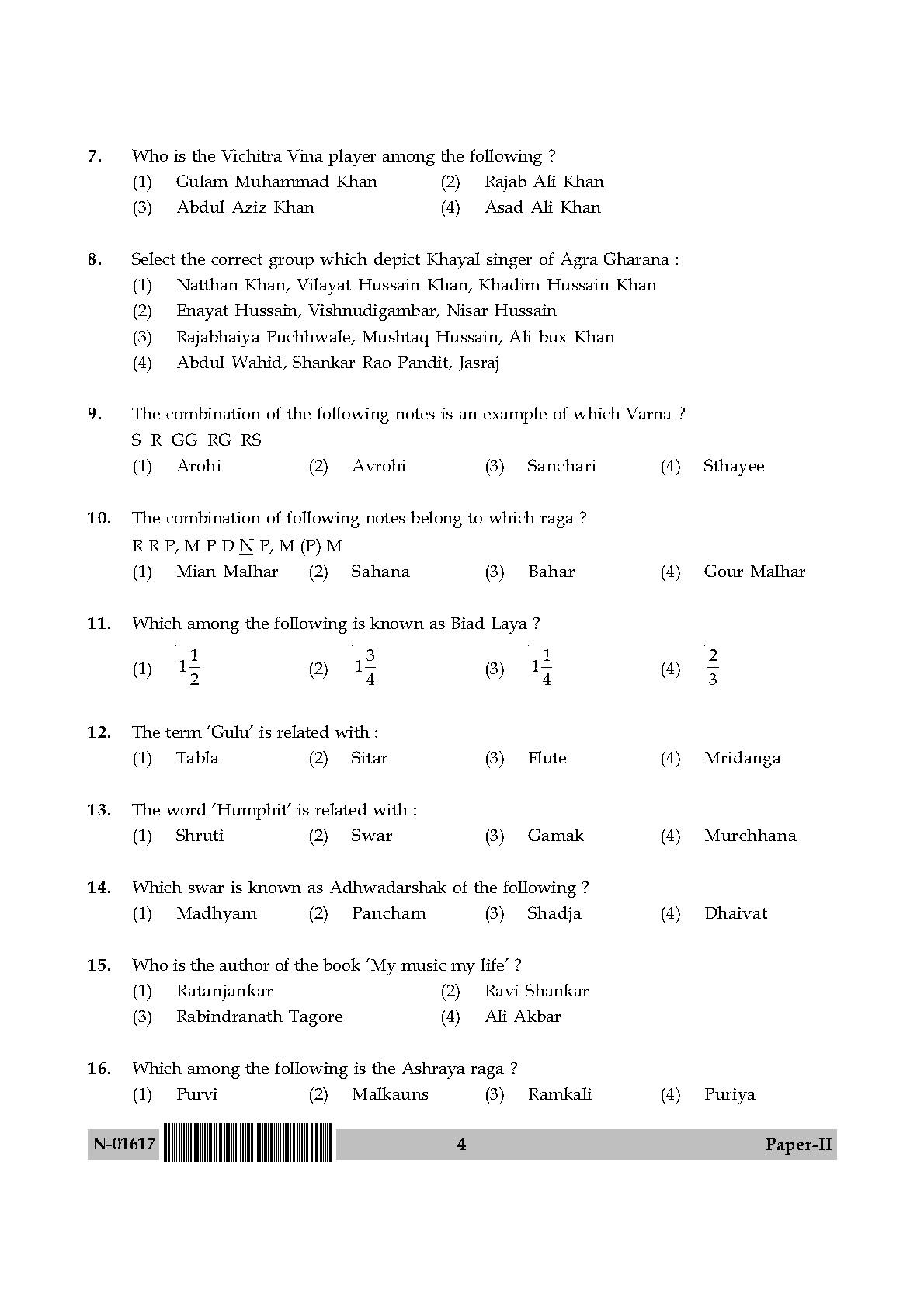 Hindustani Music Paper II November 2017 in English 3