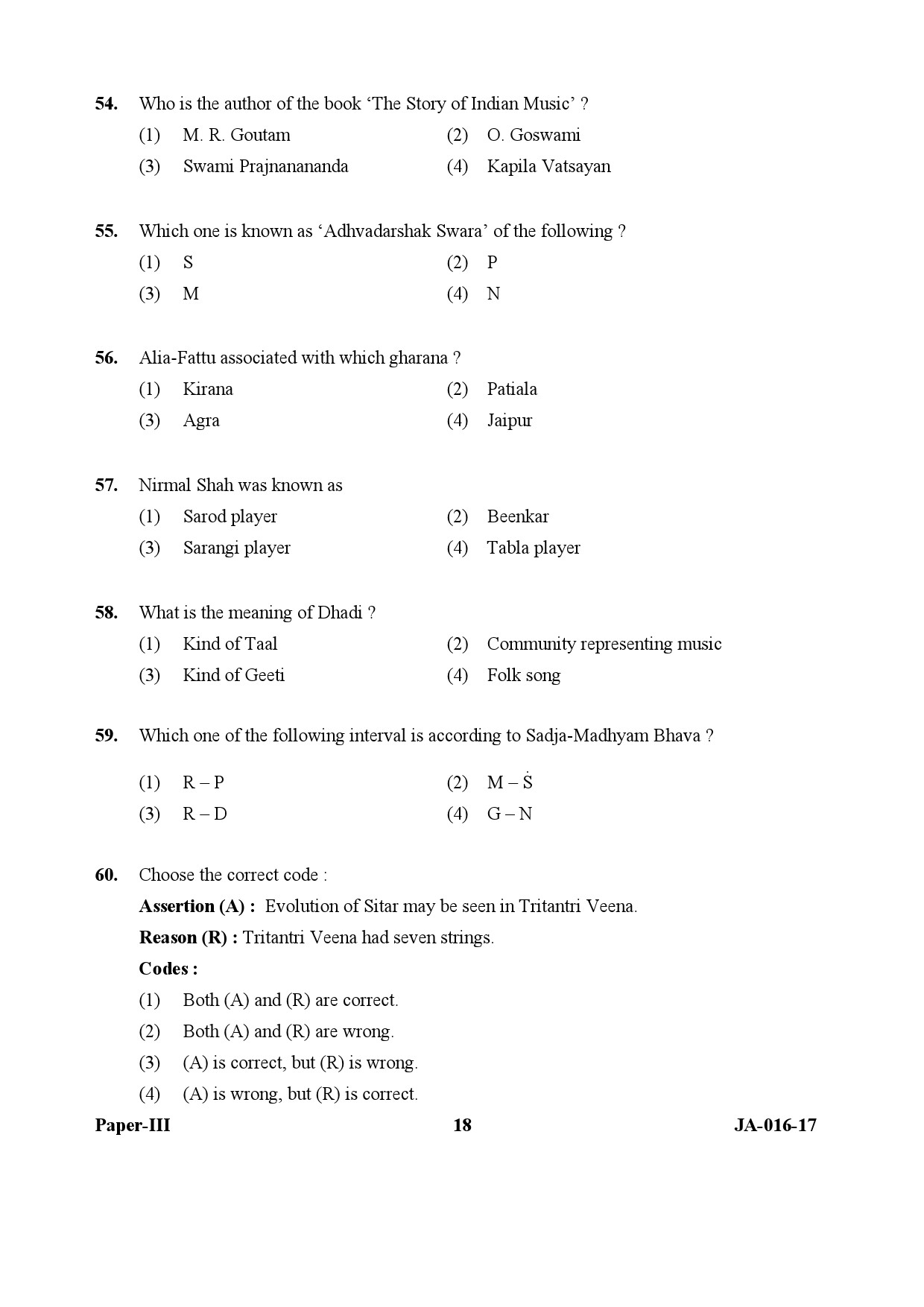 Hindustani Music Paper III January 2017 in English 10