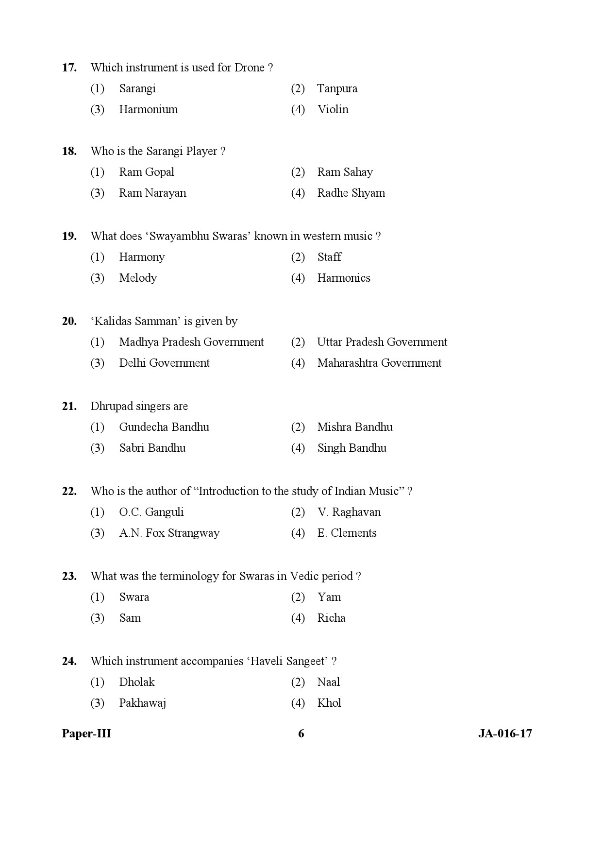 Hindustani Music Paper III January 2017 in English 4