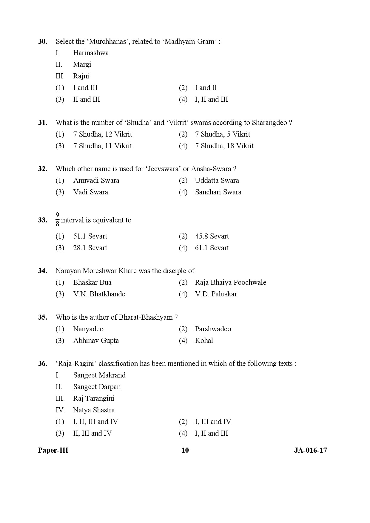 Hindustani Music Paper III January 2017 in English 6