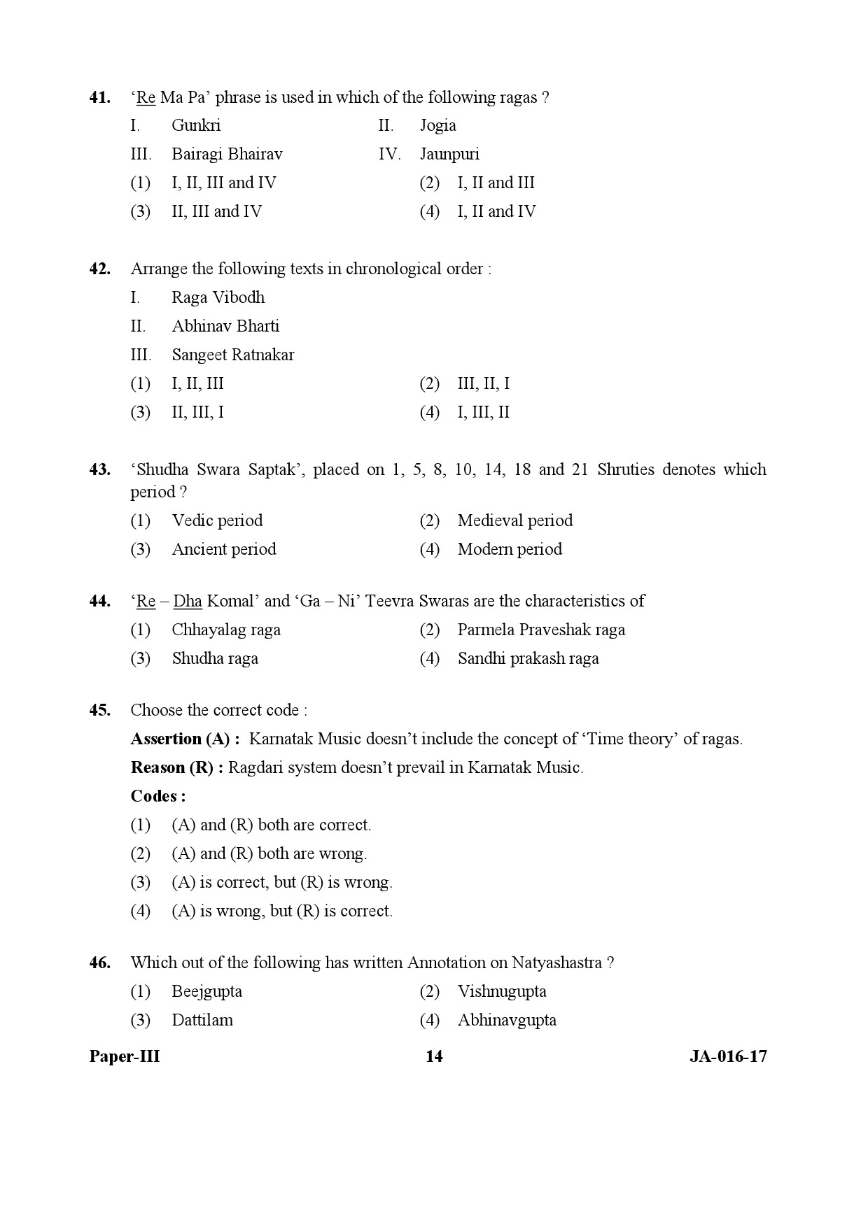 Hindustani Music Paper III January 2017 in English 8