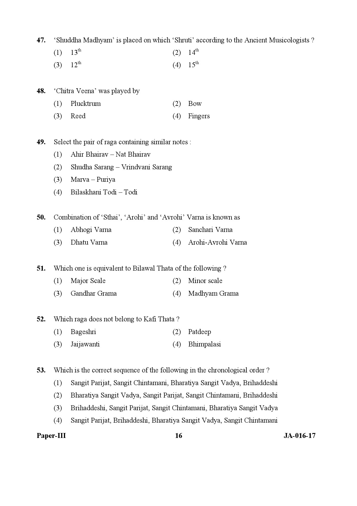 Hindustani Music Paper III January 2017 in English 9