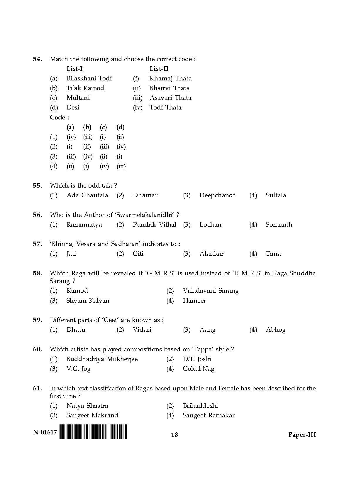 Hindustani Music Paper III November 2017 in English 10