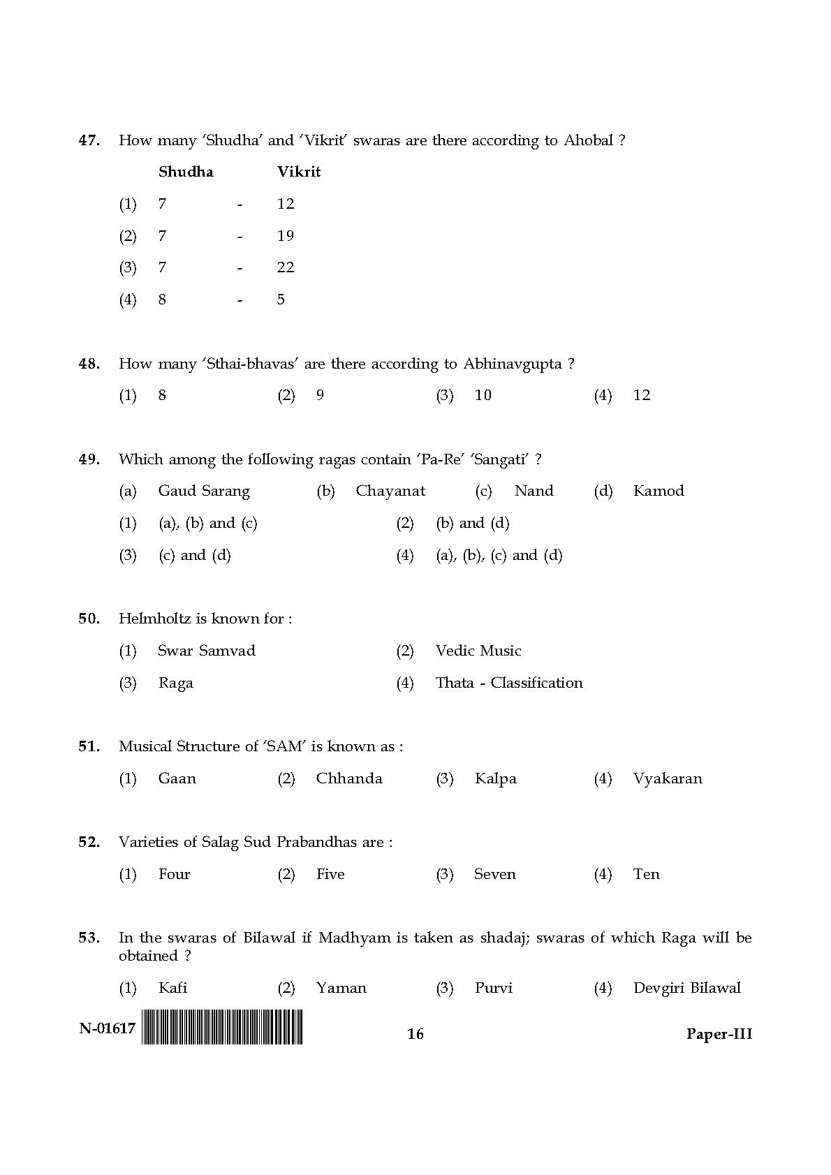 Hindustani Music Paper III November 2017 in English 9