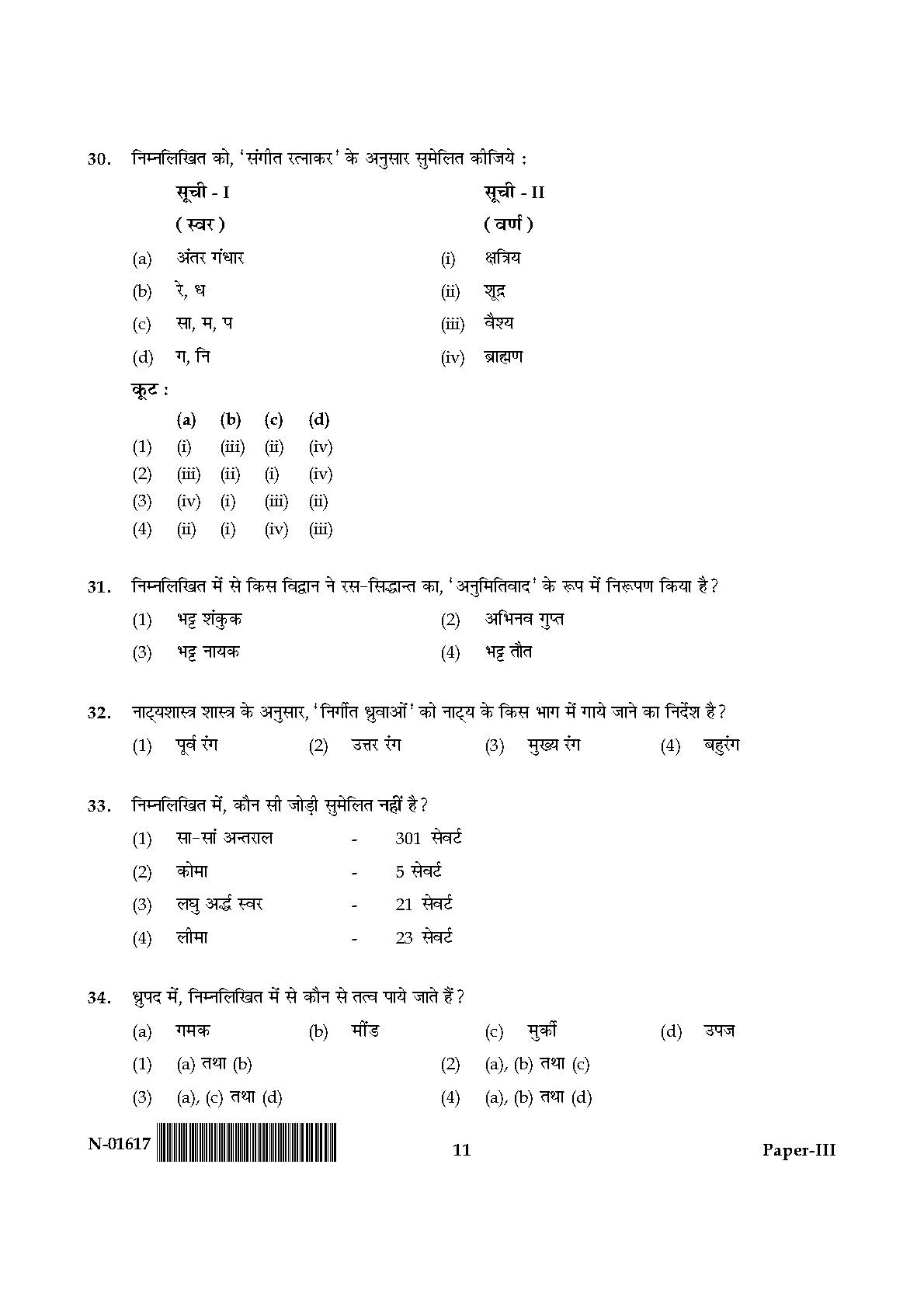 Hindustani Music Paper III November 2017 in Hindi 5