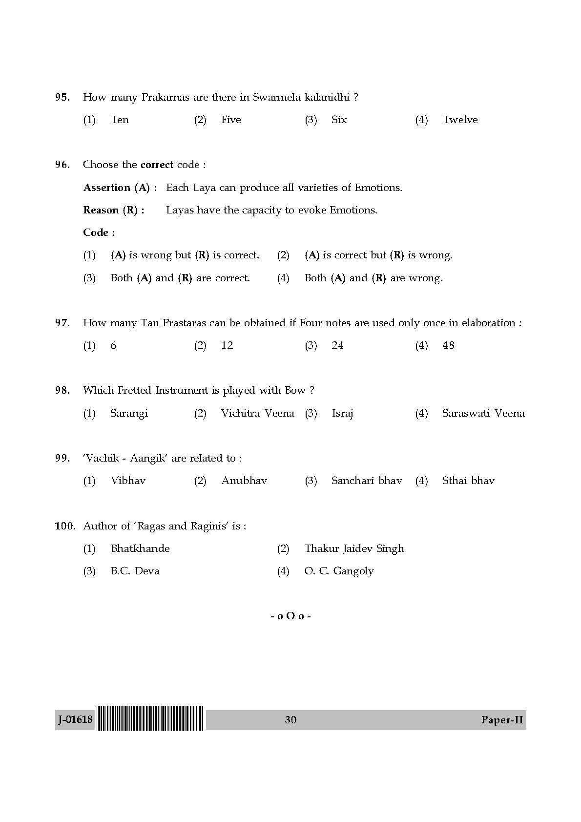 Hindustani Music Question Paper II July 2018 in English 16