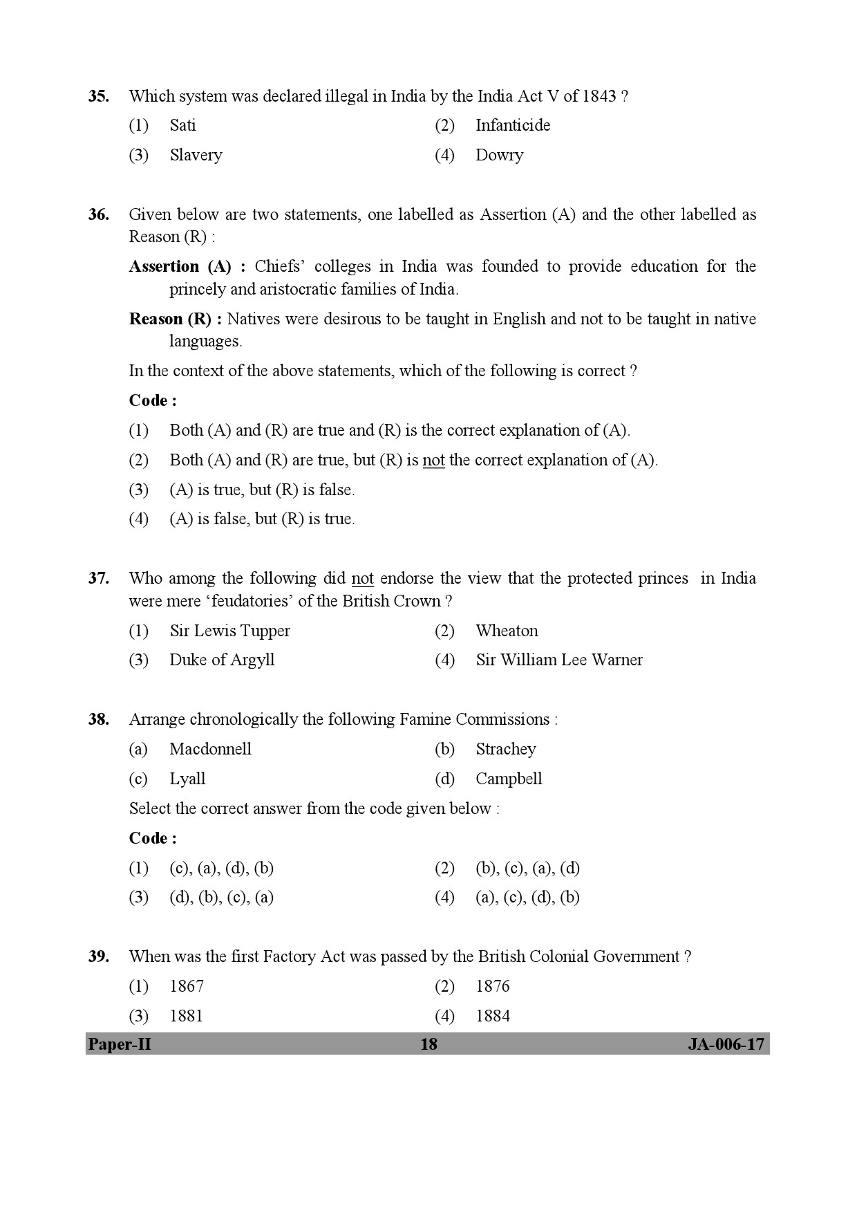 History Paper II January 2017 in English 10