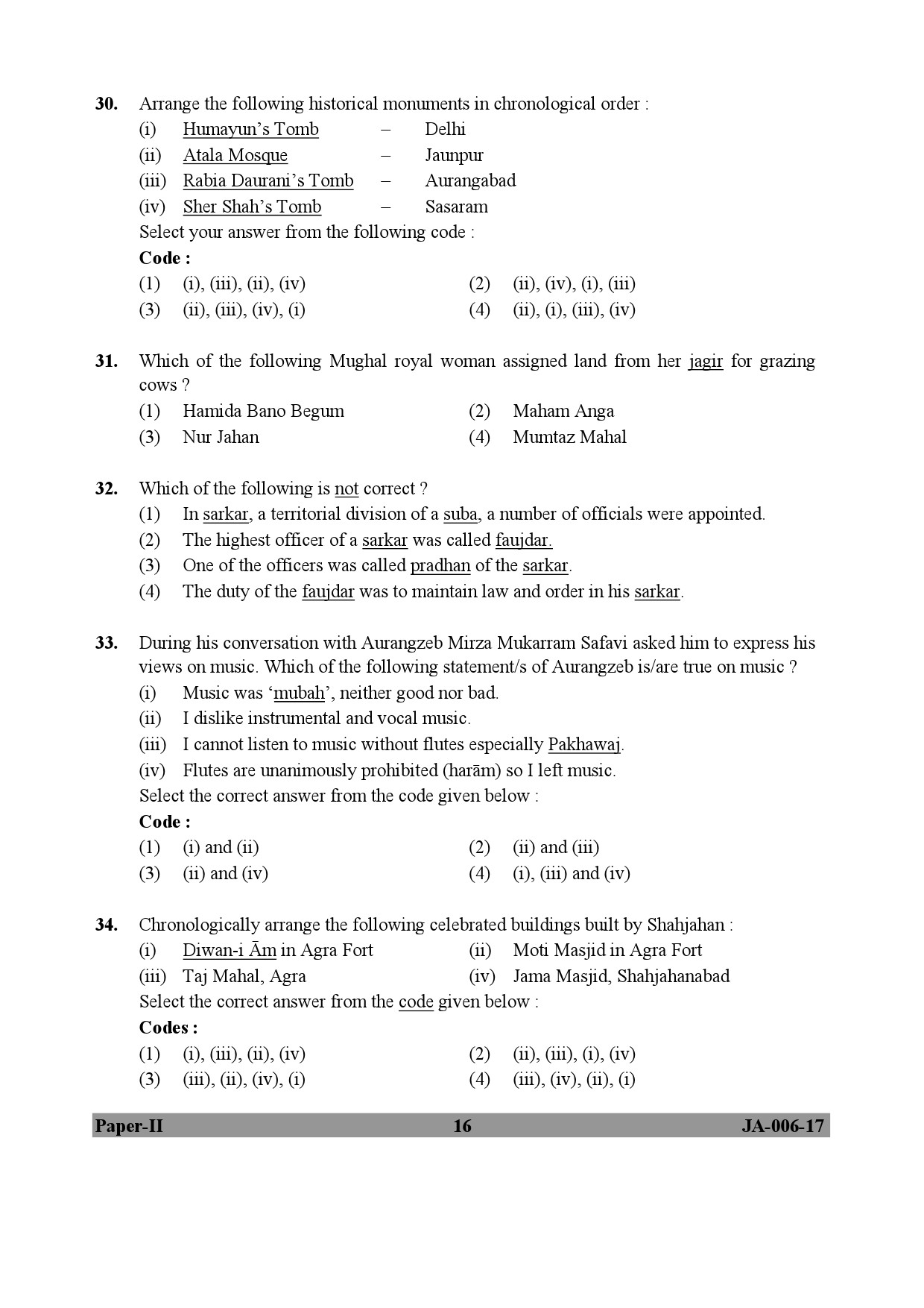 History Paper II January 2017 in English 9