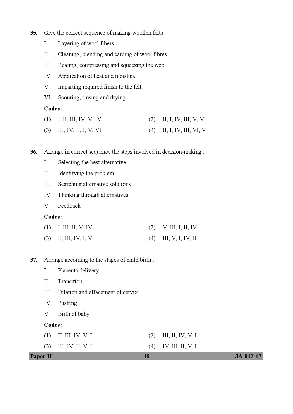 Home Science Paper II January 2017 in English 10