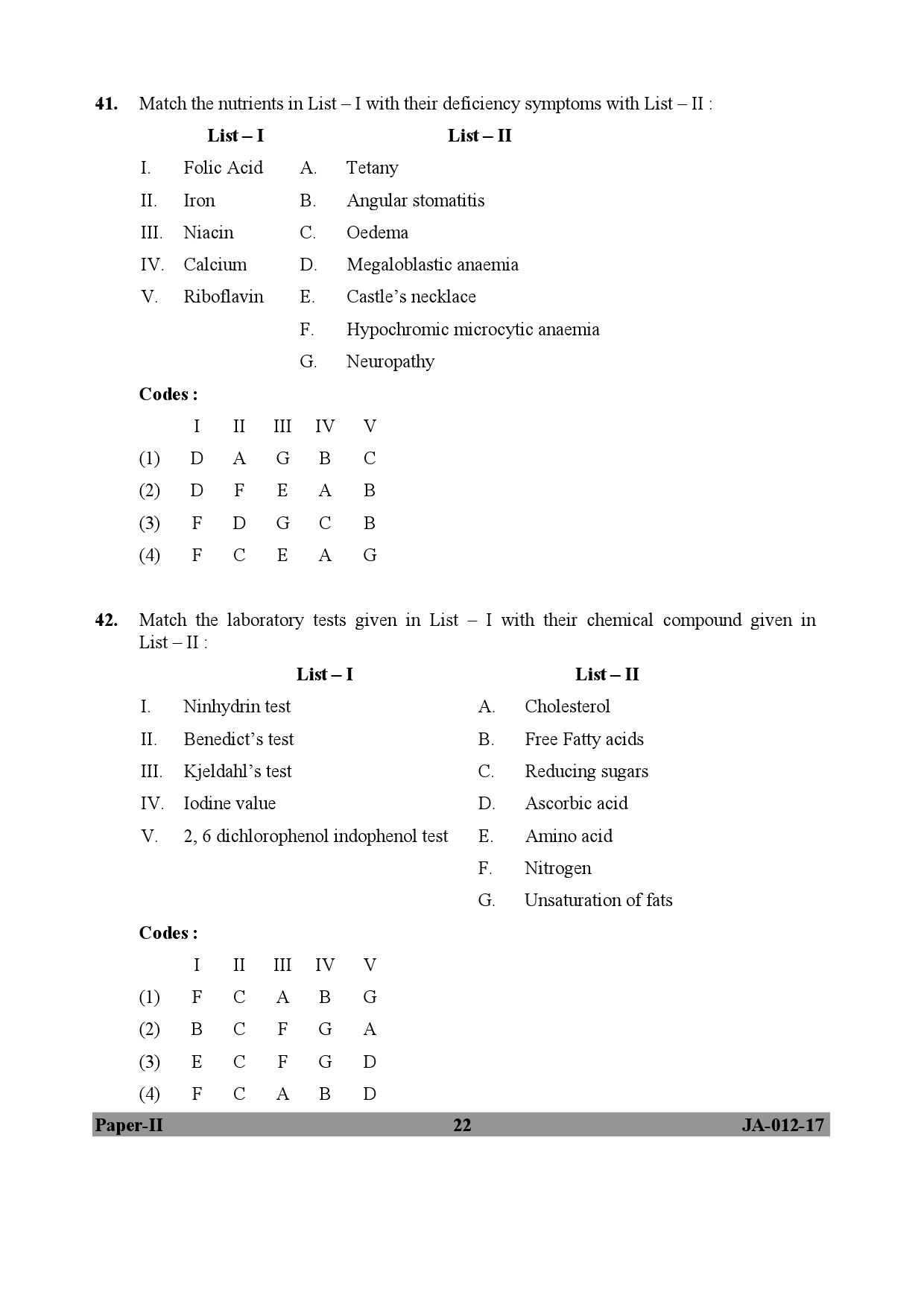 Home Science Paper II January 2017 in English 12