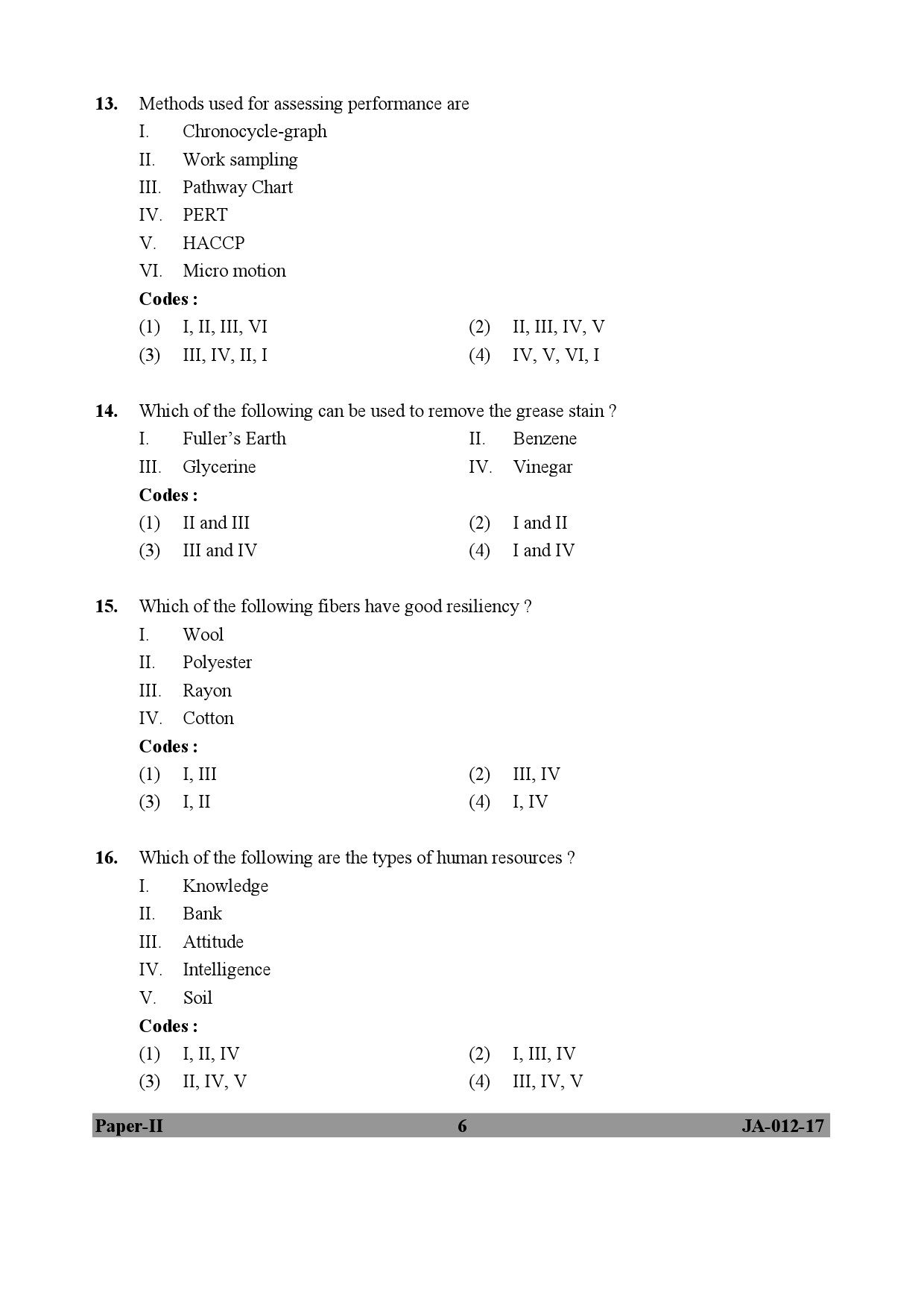 Home Science Paper II January 2017 in English 4