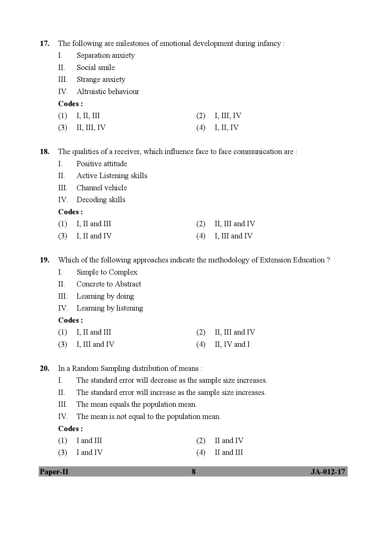 Home Science Paper II January 2017 in English 5