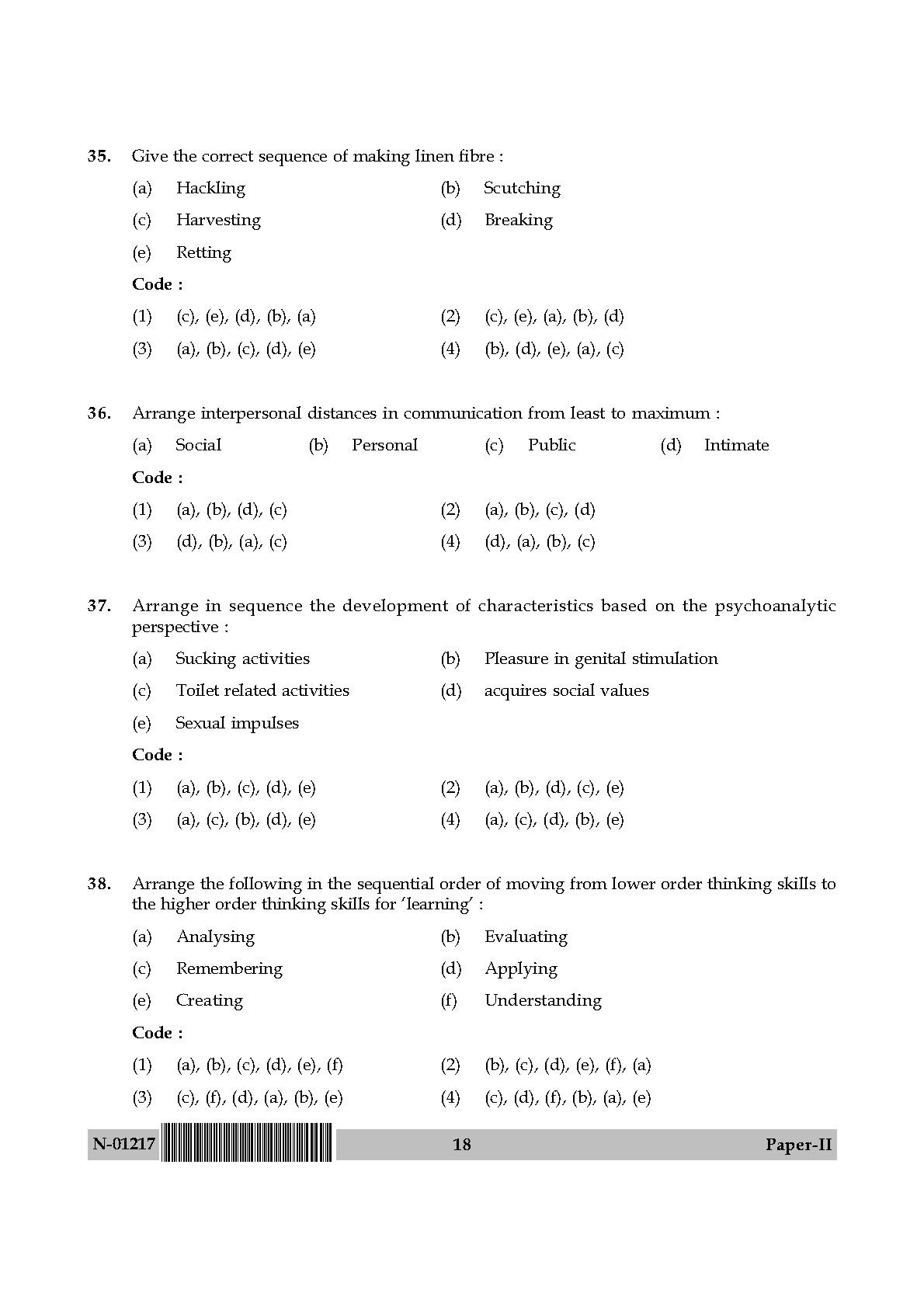 Home Science Paper II November 2017 in English 10