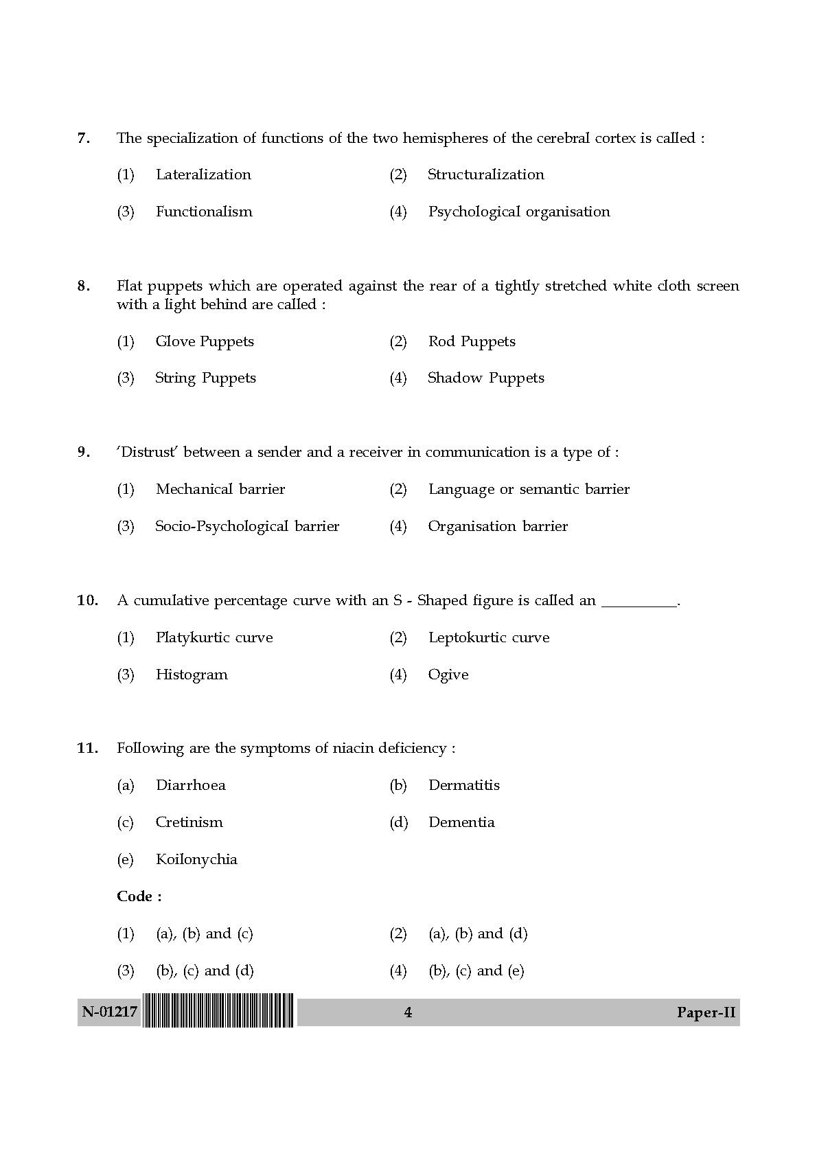 Home Science Paper II November 2017 in English 3