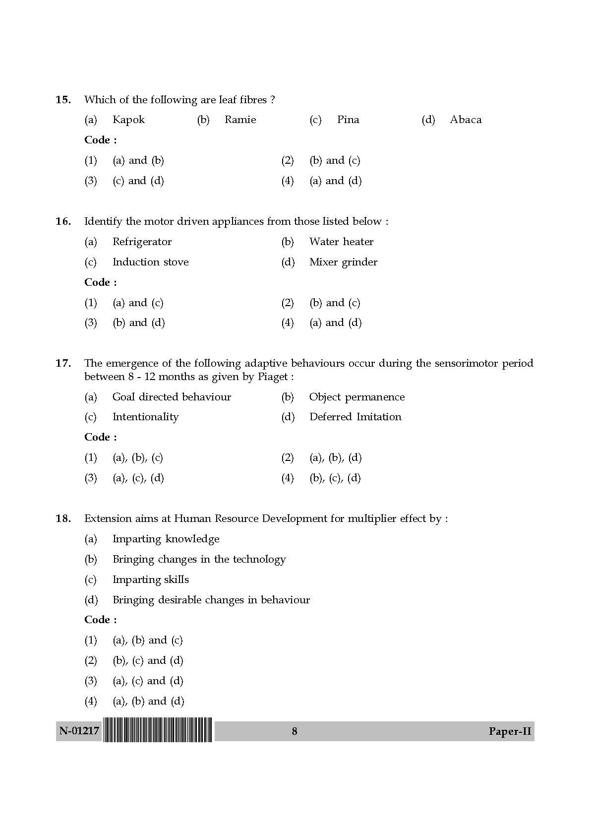 Home Science Paper II November 2017 in English 5