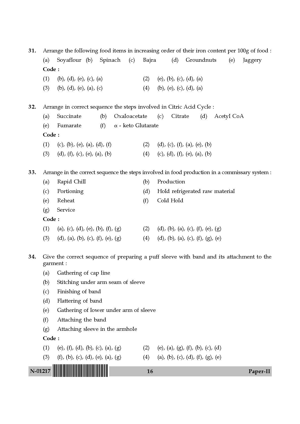 Home Science Paper II November 2017 in English 9