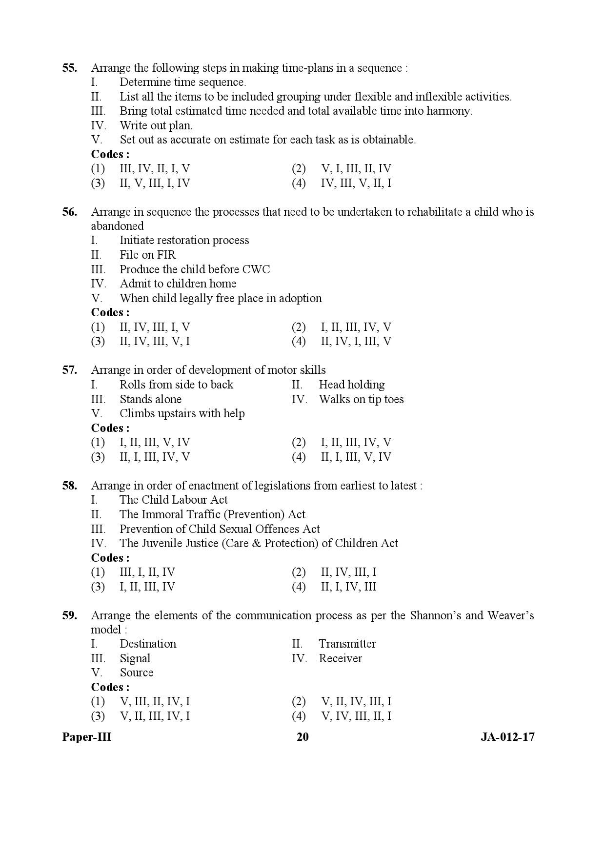 Home Science Paper III January 2017 in English 11