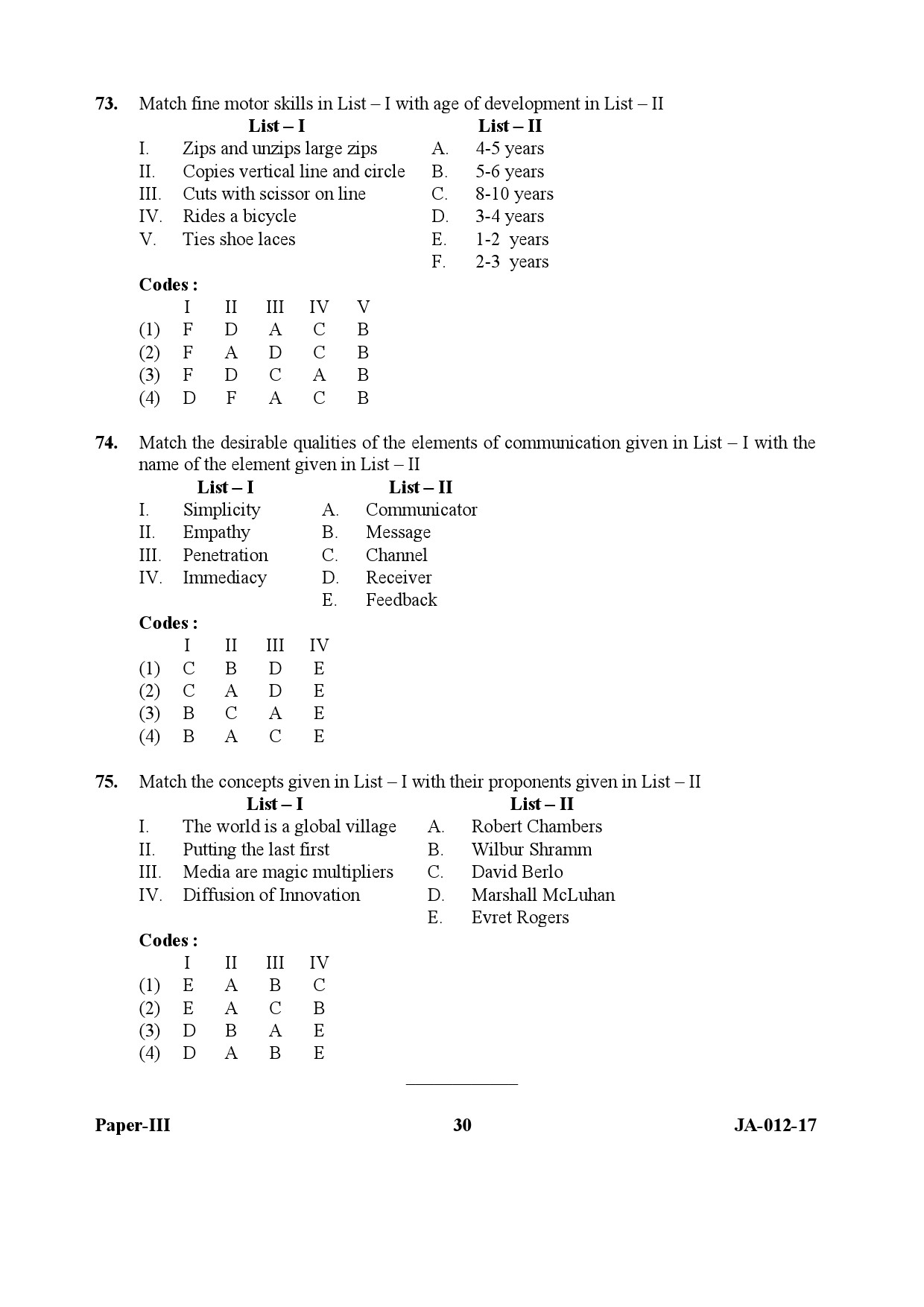 Home Science Paper III January 2017 in English 16