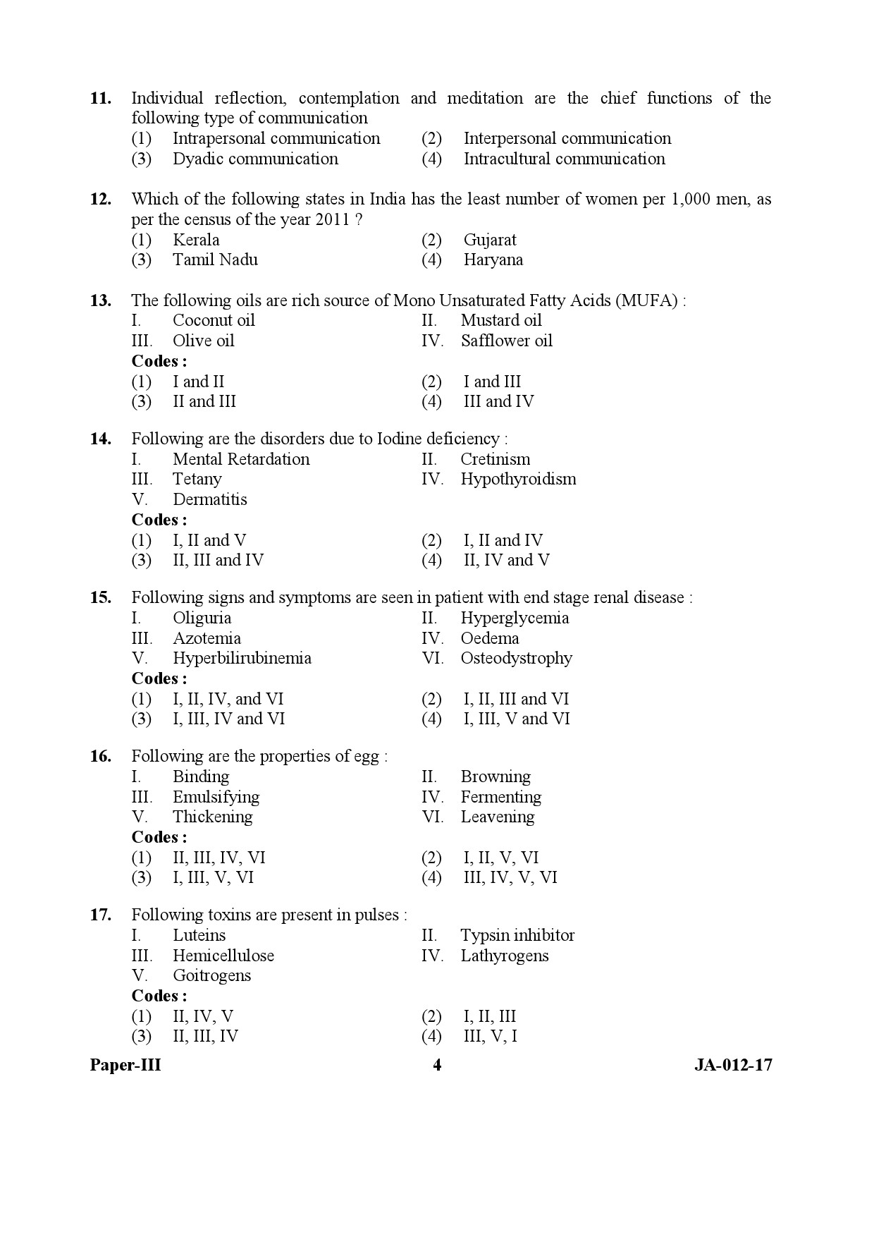 Home Science Paper III January 2017 in English 3