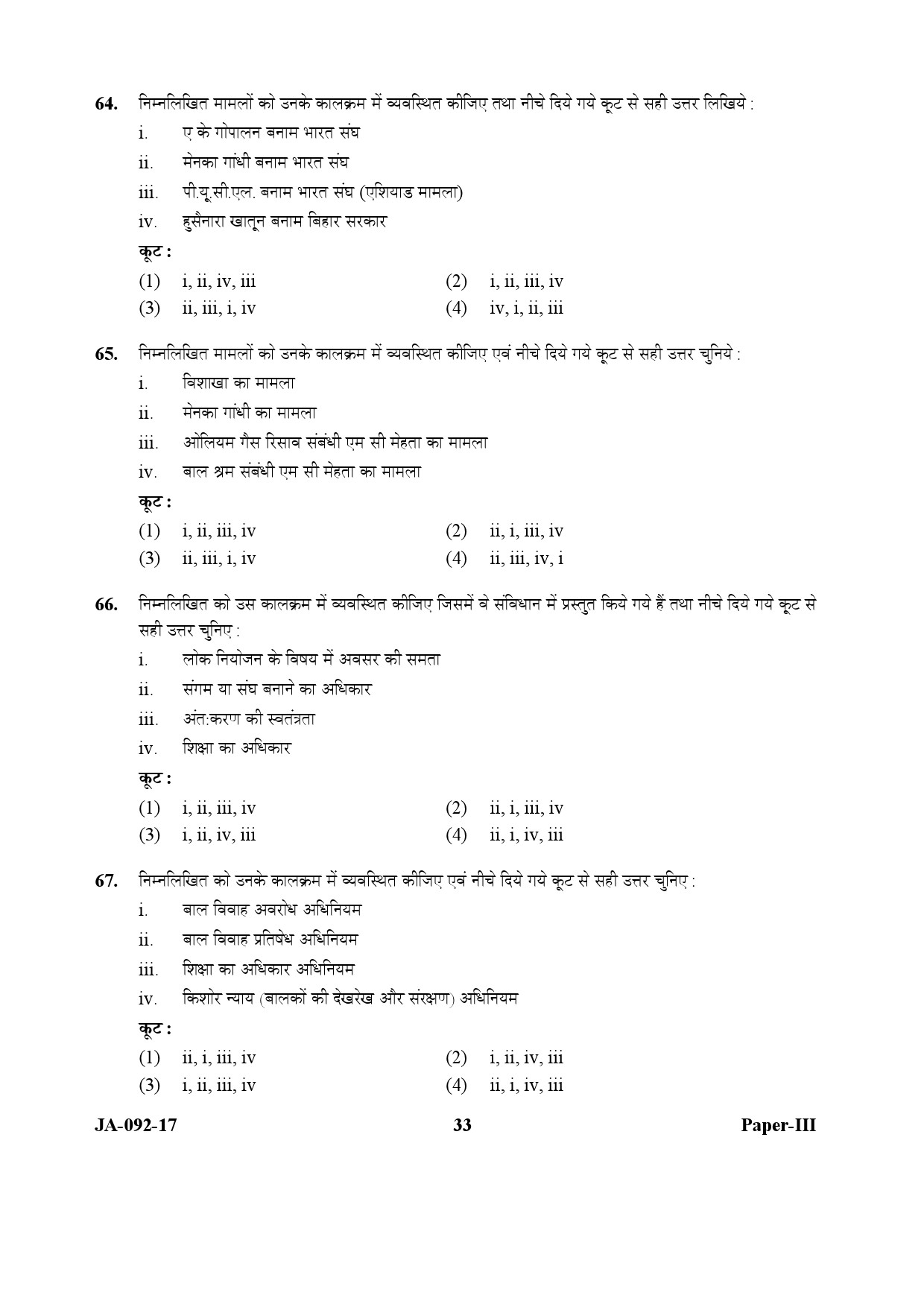 Human Rights and Duties Paper III January 2017 in Hindi 16